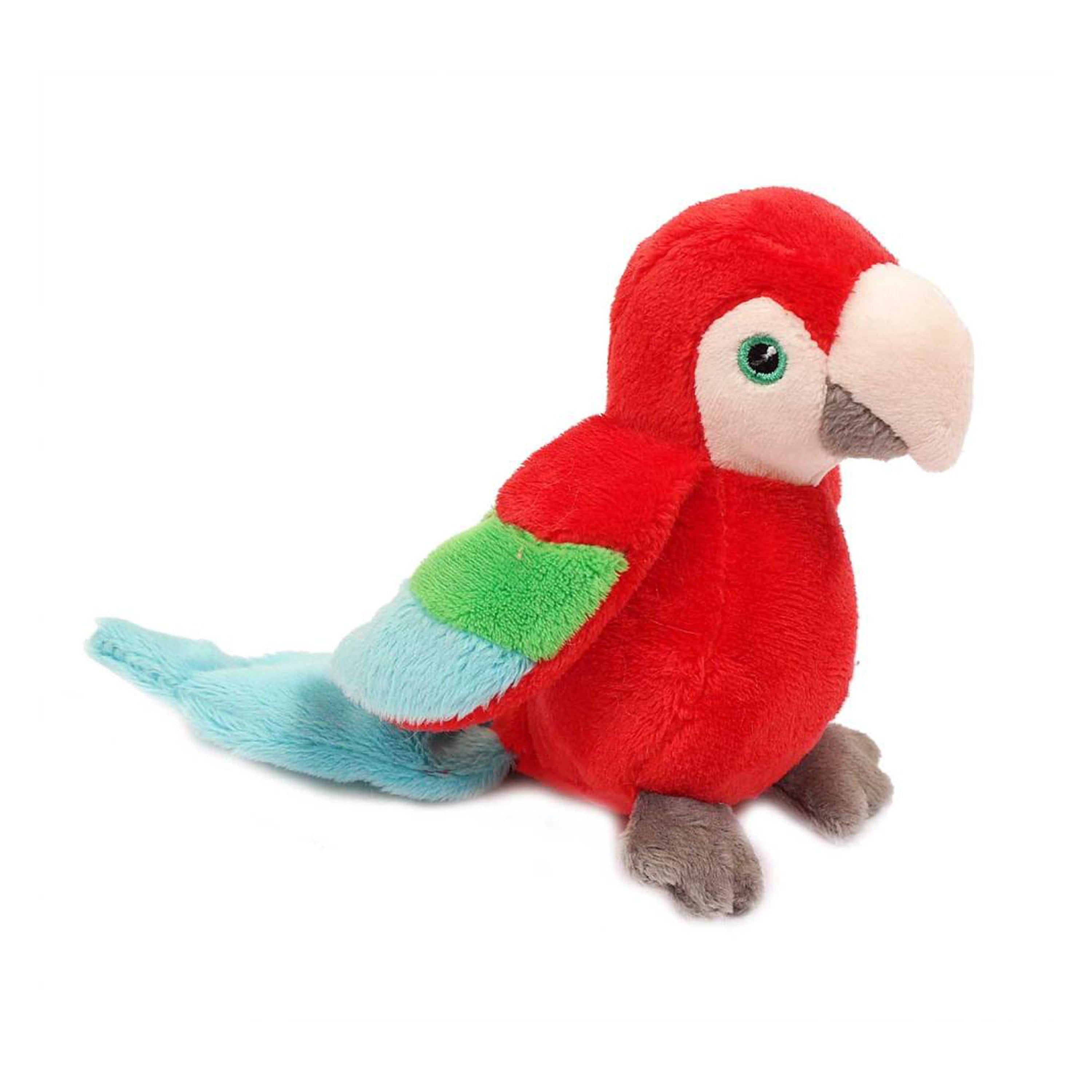 Papegaai knuffel - pluche - rood - 12 cm - dierenknuffel