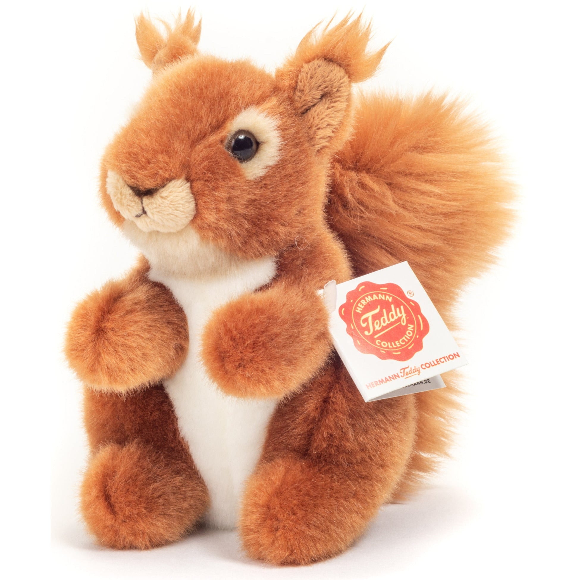 Hermann Teddy eekhoorn knuffel - pluche - rood - 14 cm