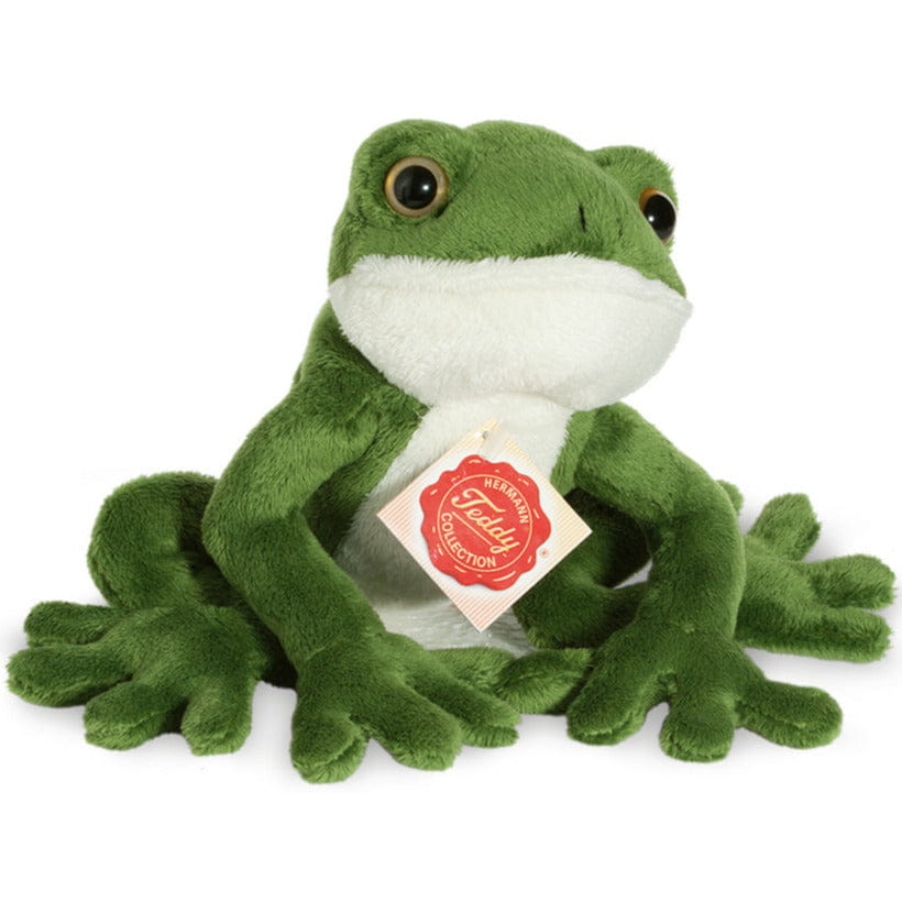 Hermann Teddy kikker knuffel - pluche - groen - 15 cm