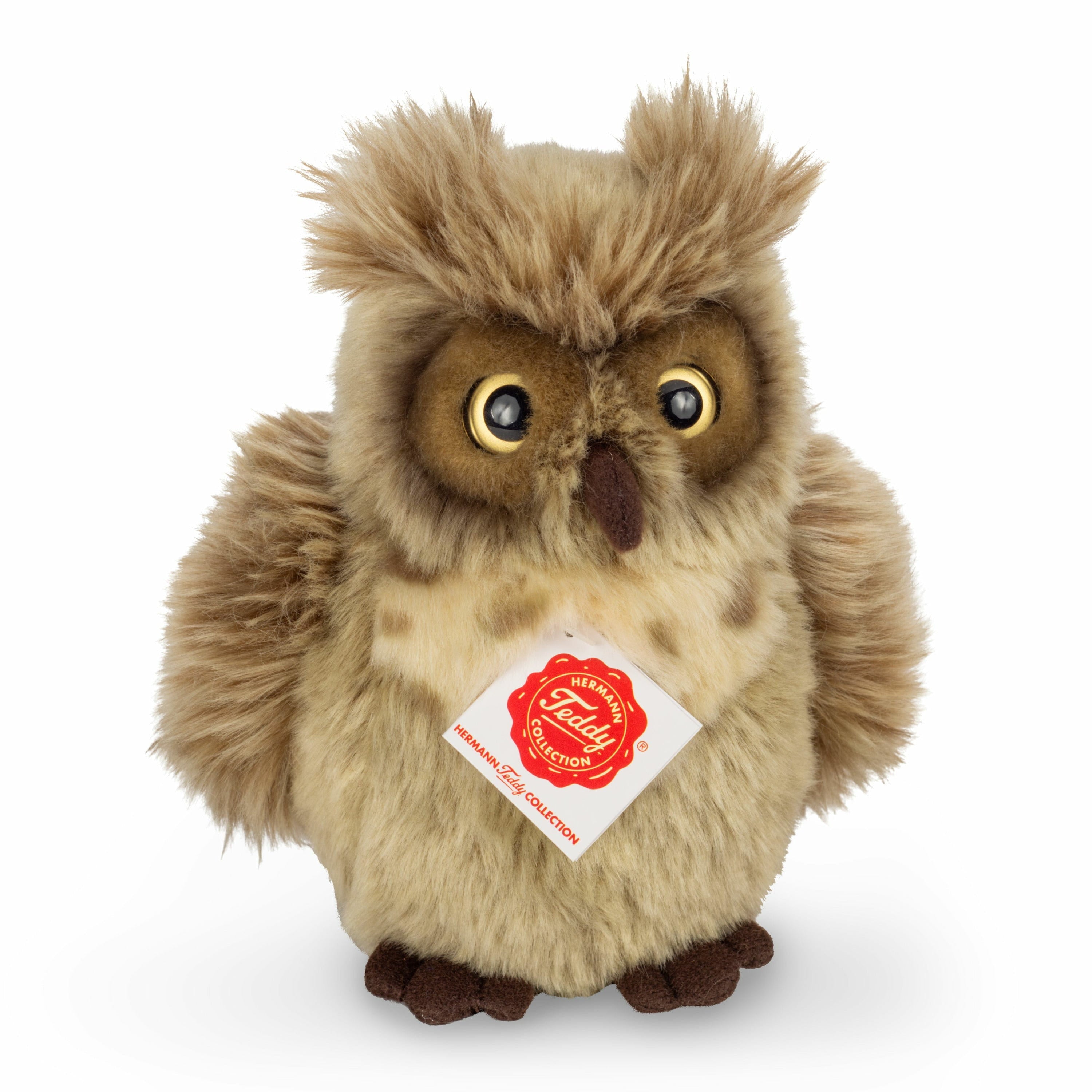 Uil knuffel - zachte pluche - bruin - 17 cm - Hermann Teddy