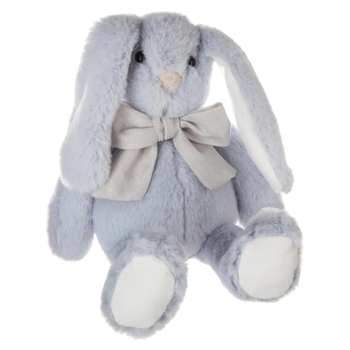 Konijn knuffel met strikje - lichtblauw - pluche - 30 cm