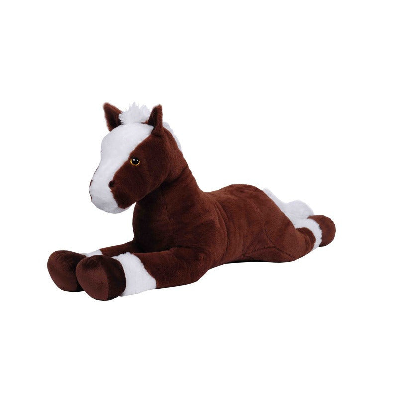 Paard knuffel Hippos - zachte pluche - bruin/wit - 90 cm