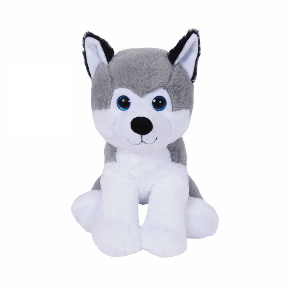 Sandy Husky knuffel - pluche - grijs/wit - 23 cm