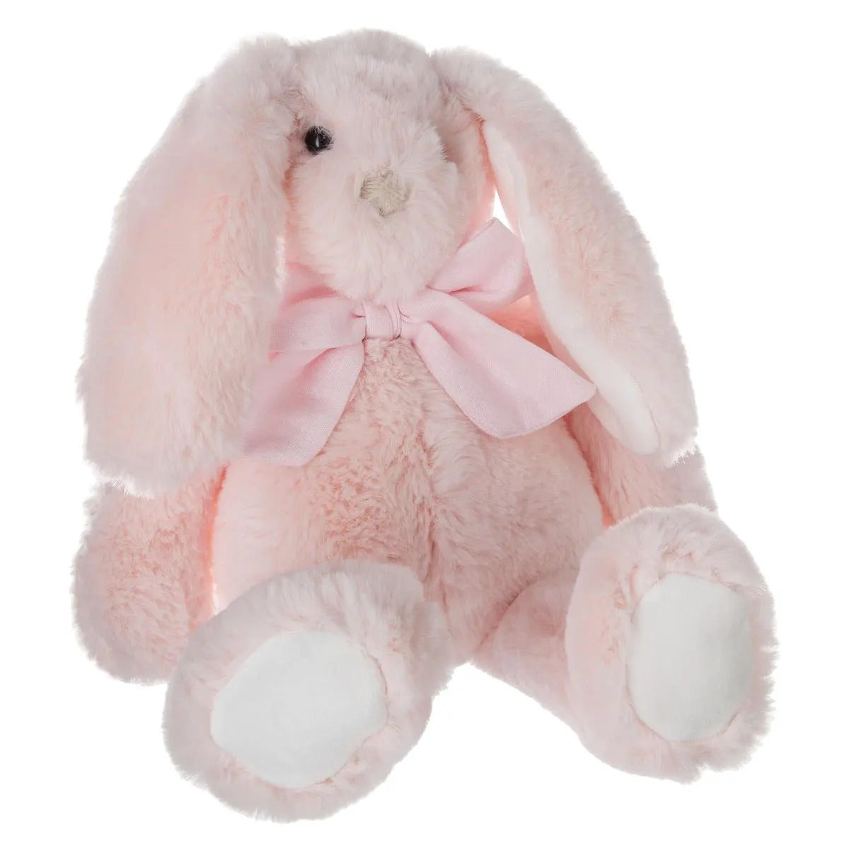 Konijn knuffel met strikje - zacht pluche - lichtroze - 30 cm