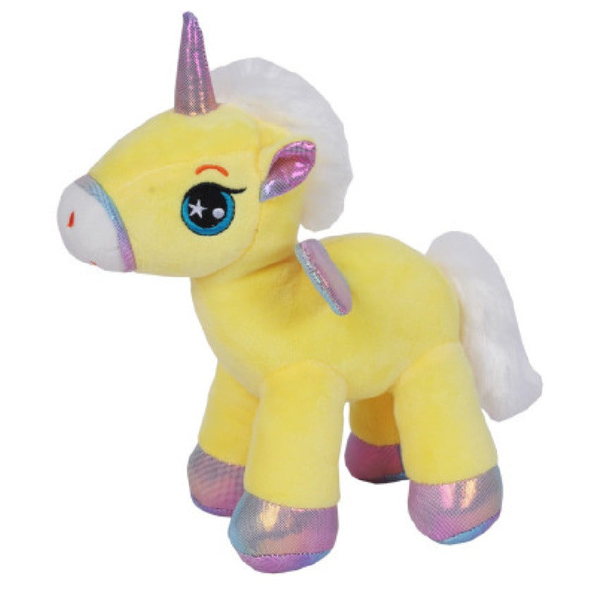 Eenhoorn Eureka knuffel - pluche - geel - 22 cm