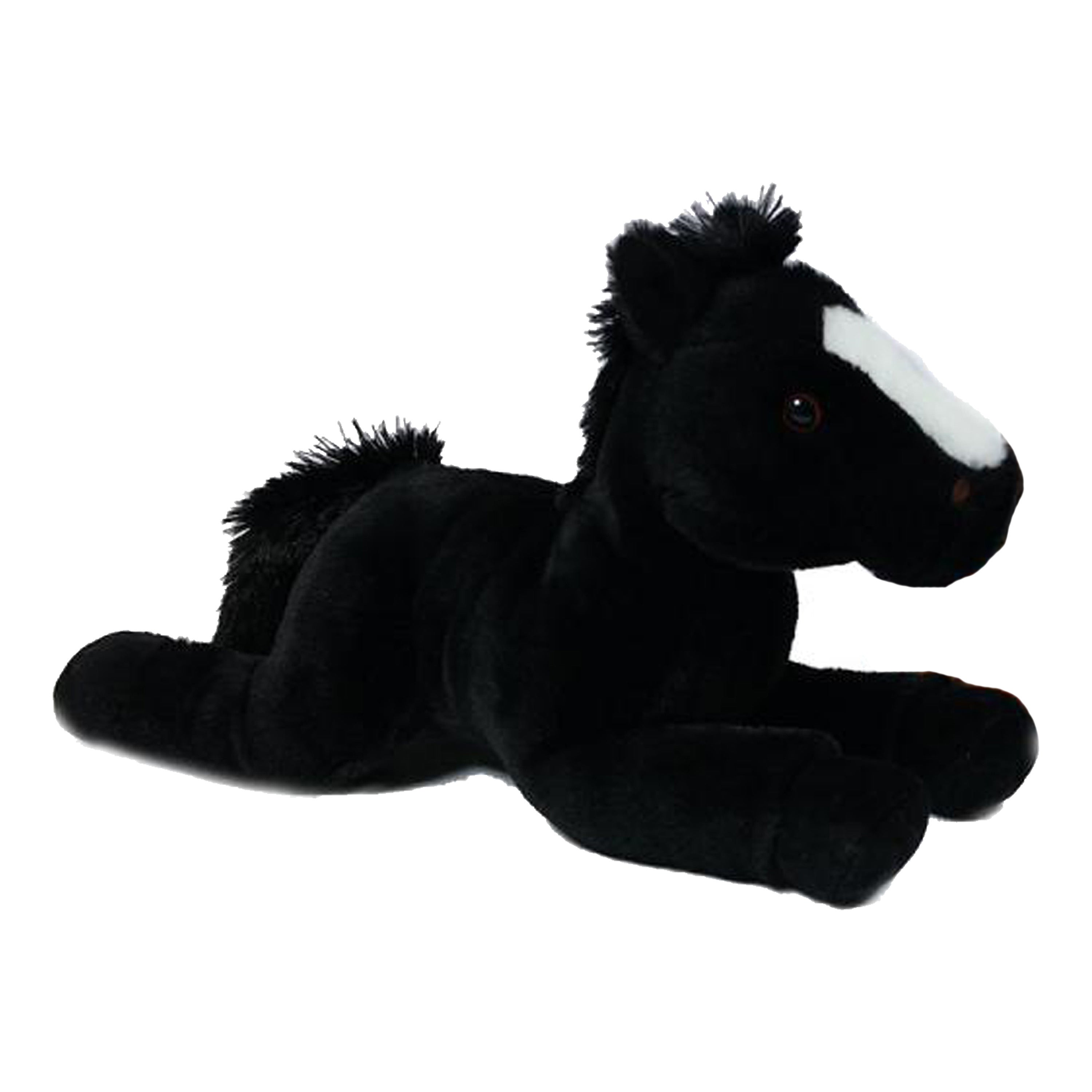Paard Winston knuffel - pluche - zwart - 35 cm - premium