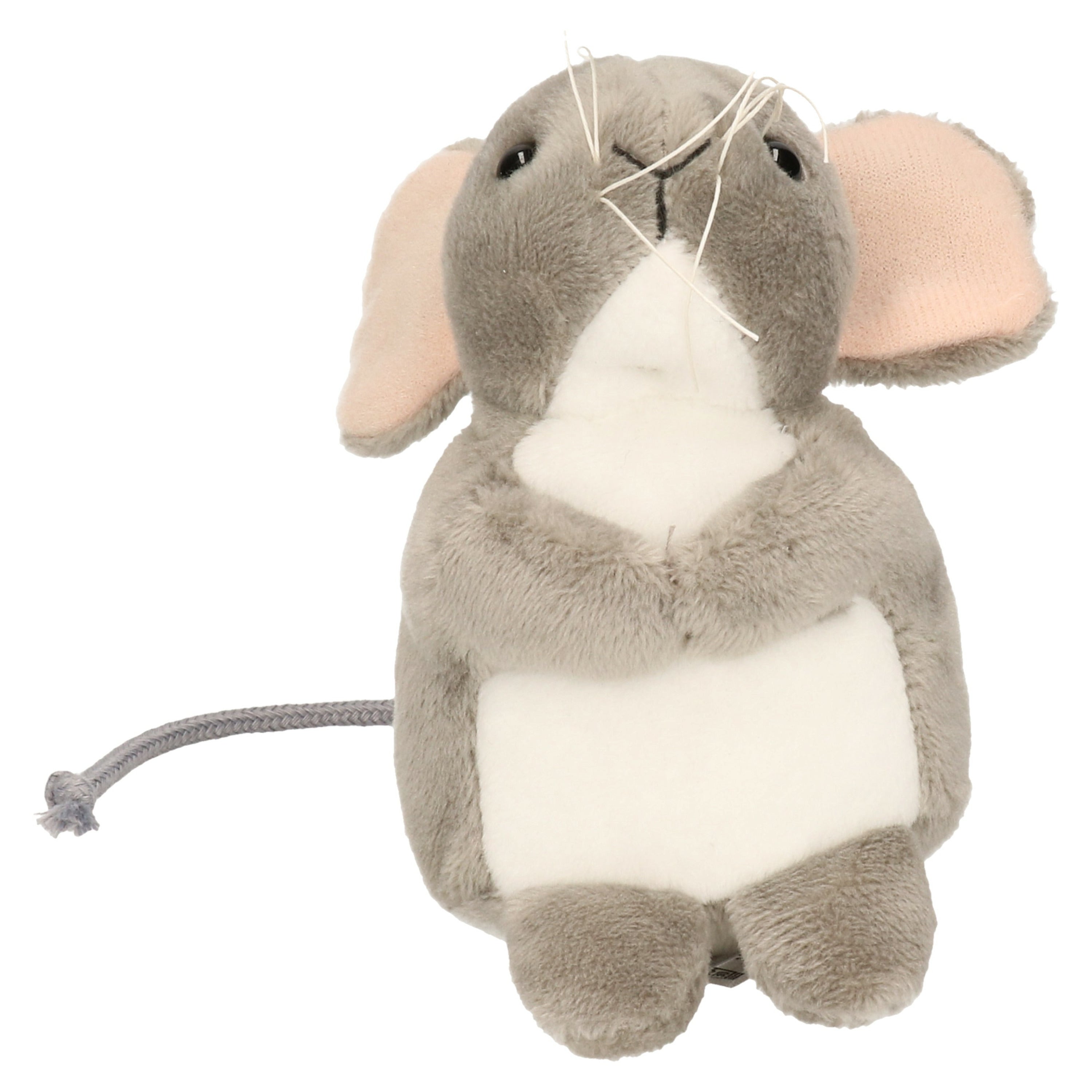 Muis knuffel - zachte pluche - grijs - 11 cm