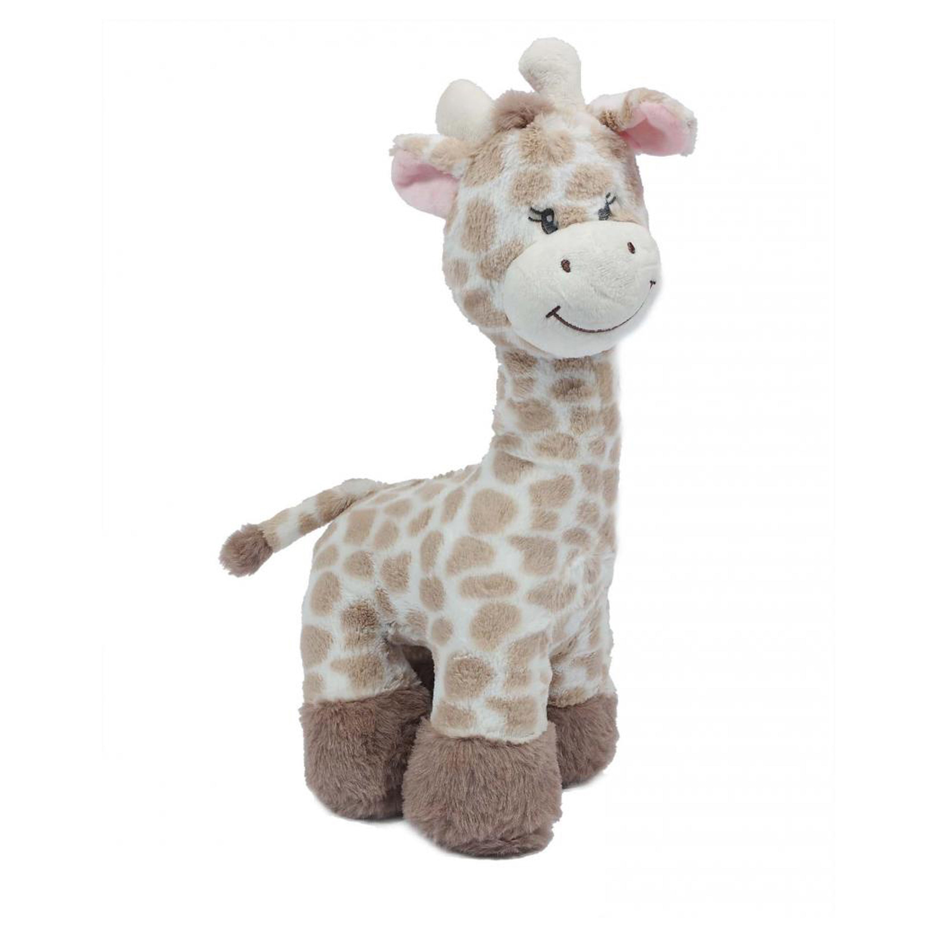 Giraffe knuffel - pluche - lichtbruin - 36 cm - liggend
