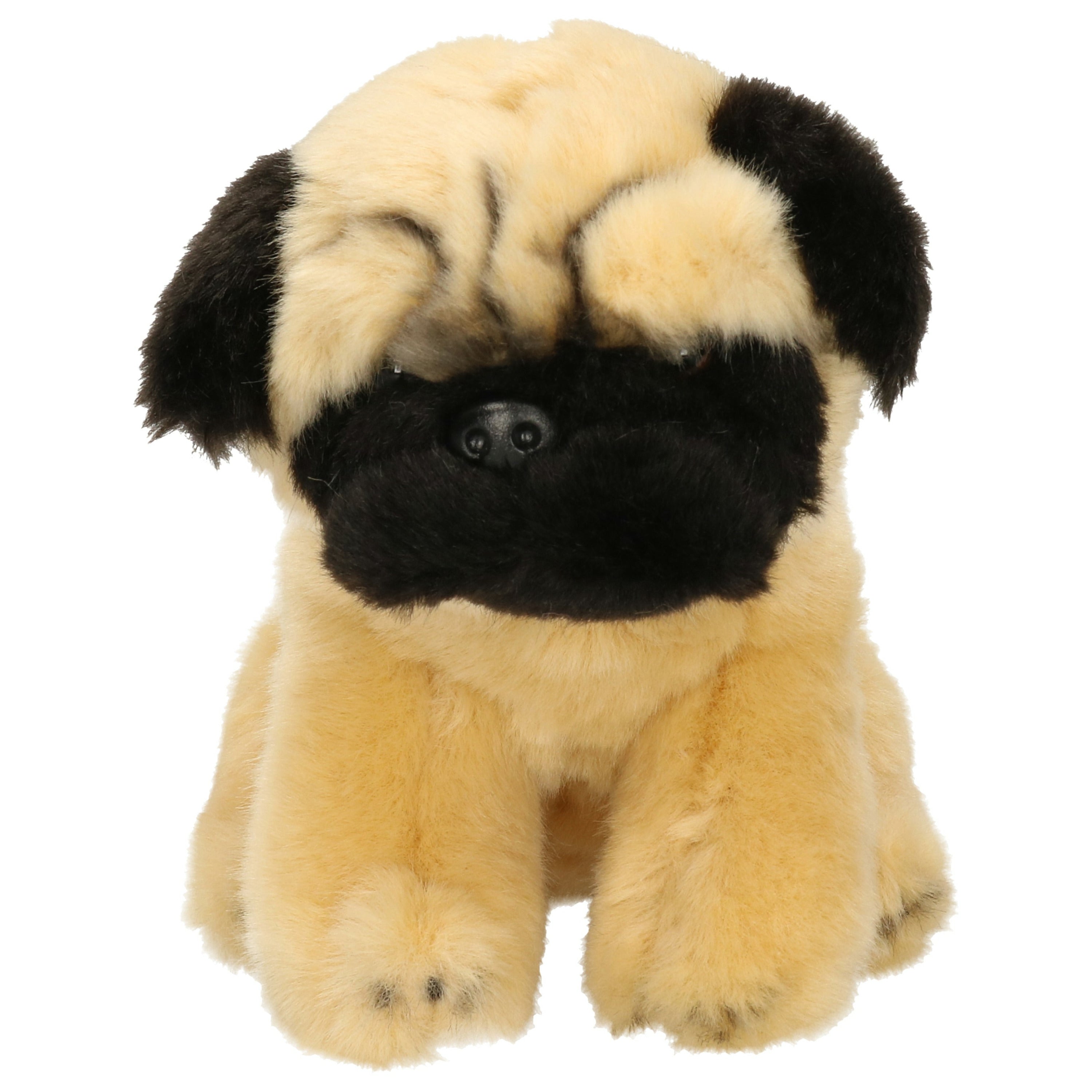 Mopshond knuffel - pluche - beige - 15 cm - Hermann Teddy