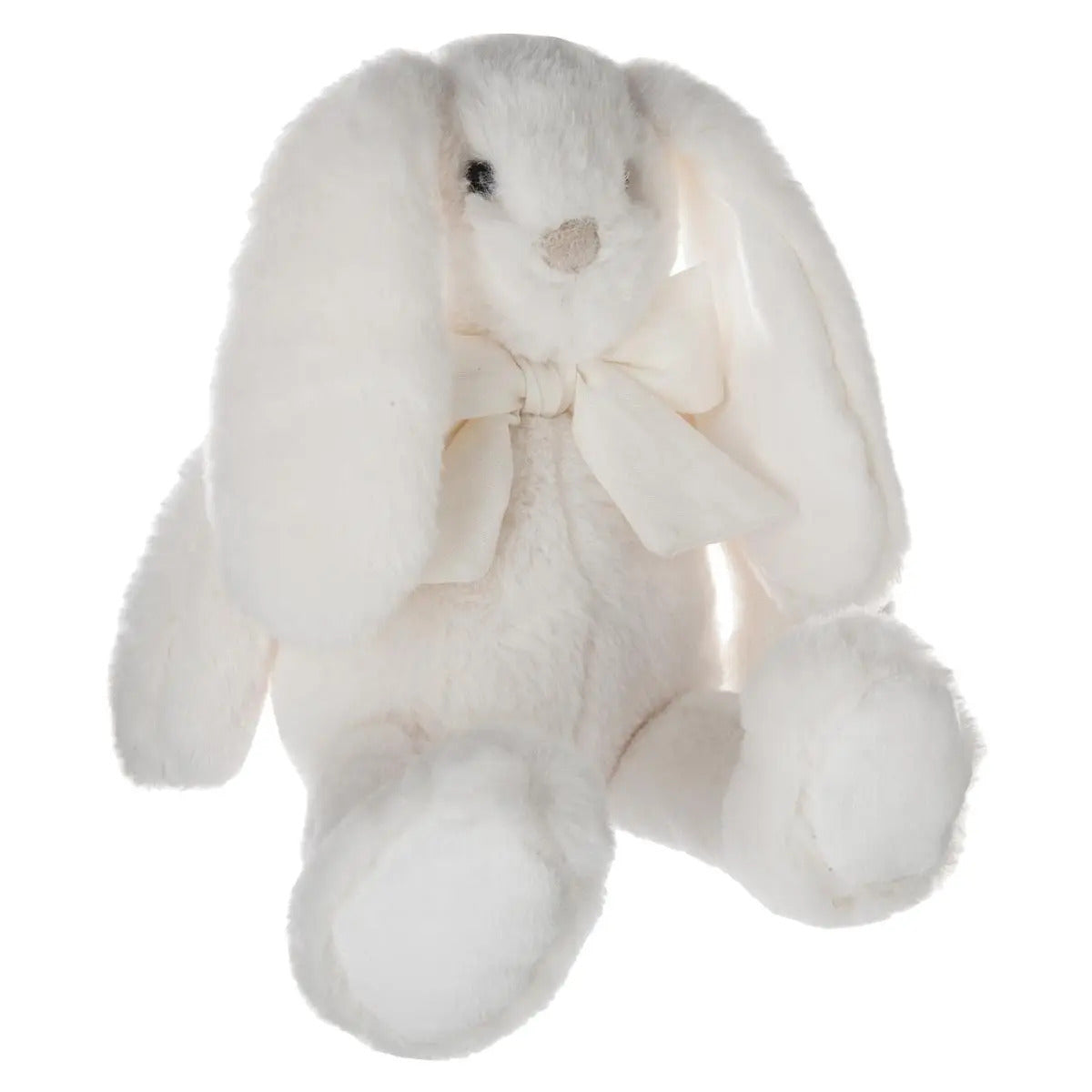 Konijn knuffel met strikje - zachte pluche - creme wit - 30 cm