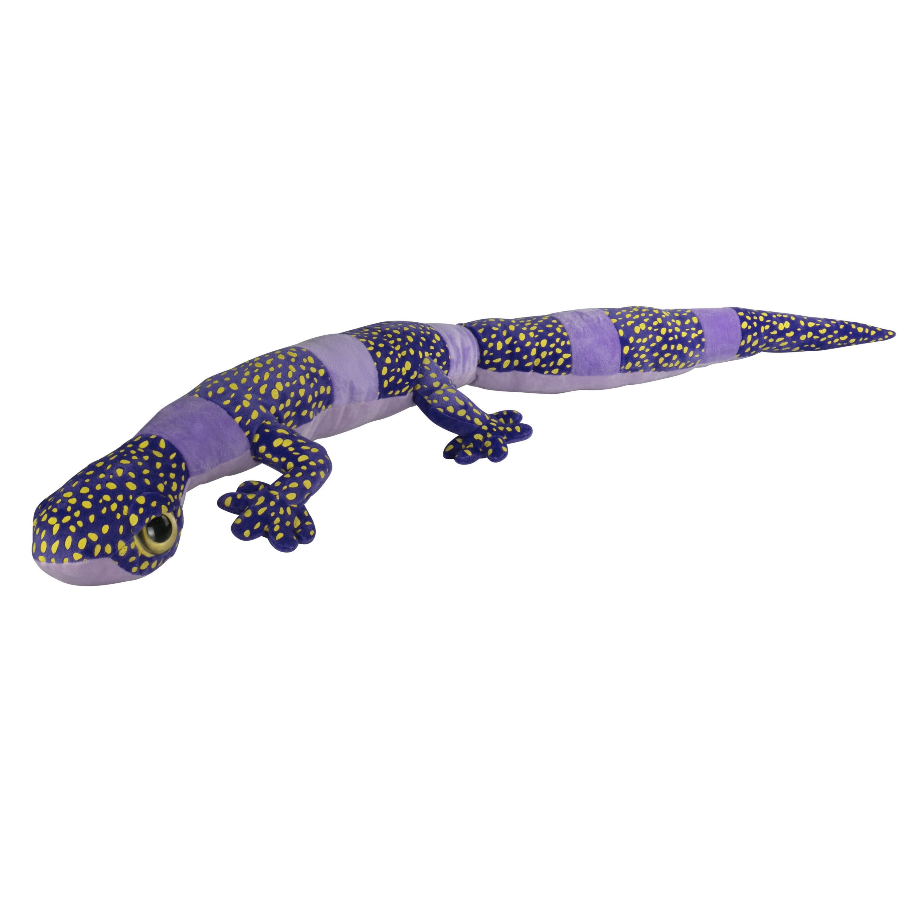 Gekko hagedis knuffel - zacht pluche - paars/zwart - 112 cm