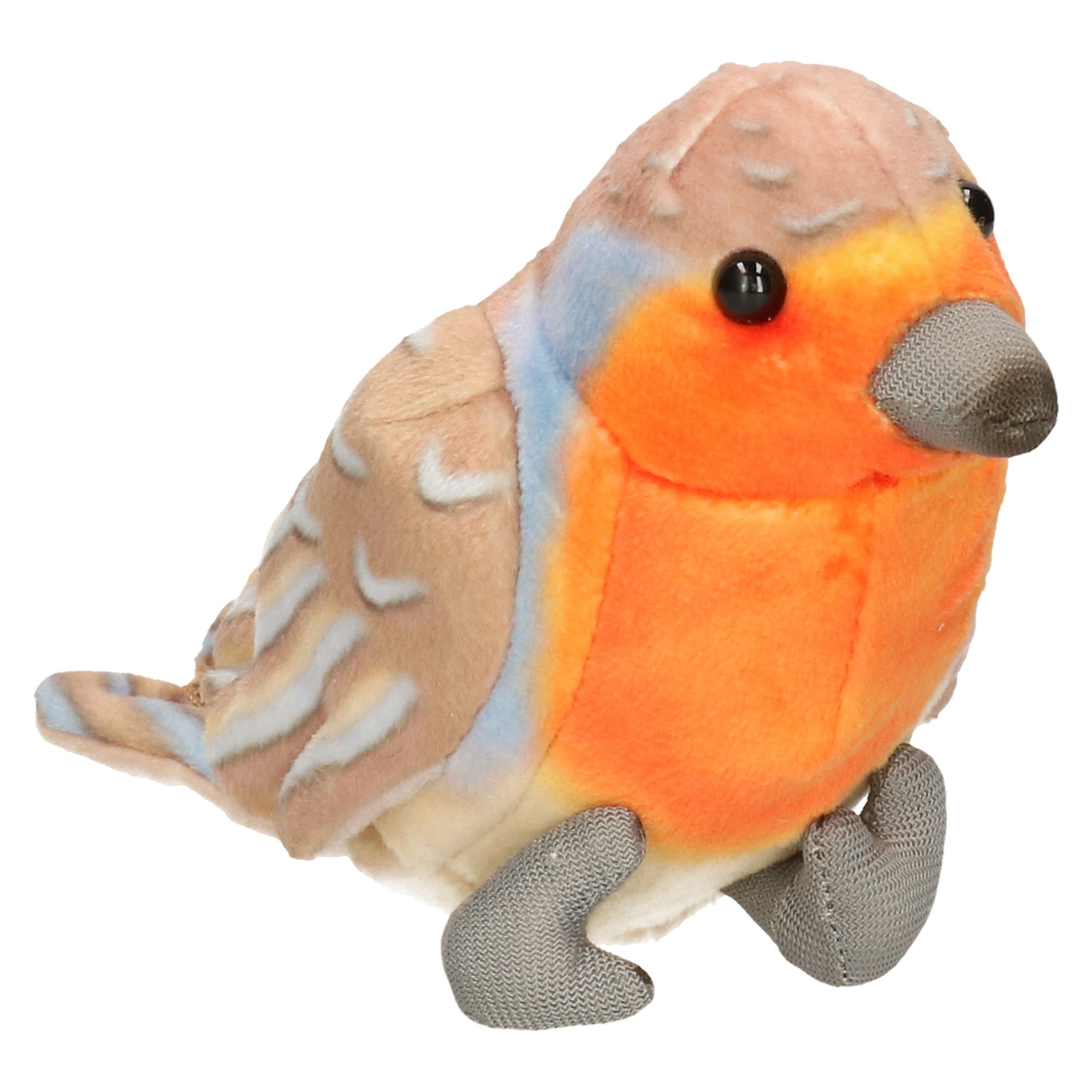 Roodborstje knuffel - pluche - 10 cm - bruin/rood