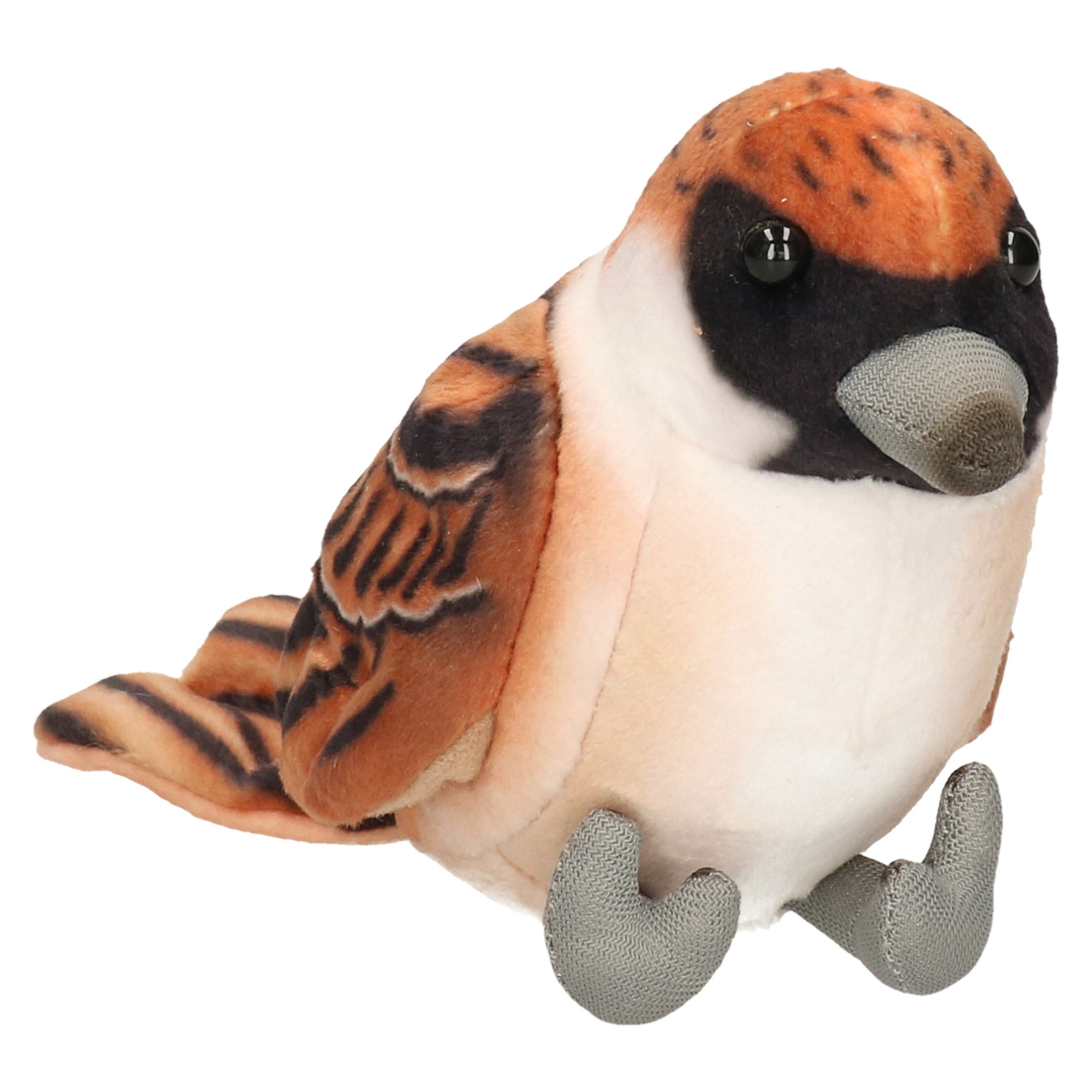 Huismus vogel knuffel - pluche - bruin - 10 cm