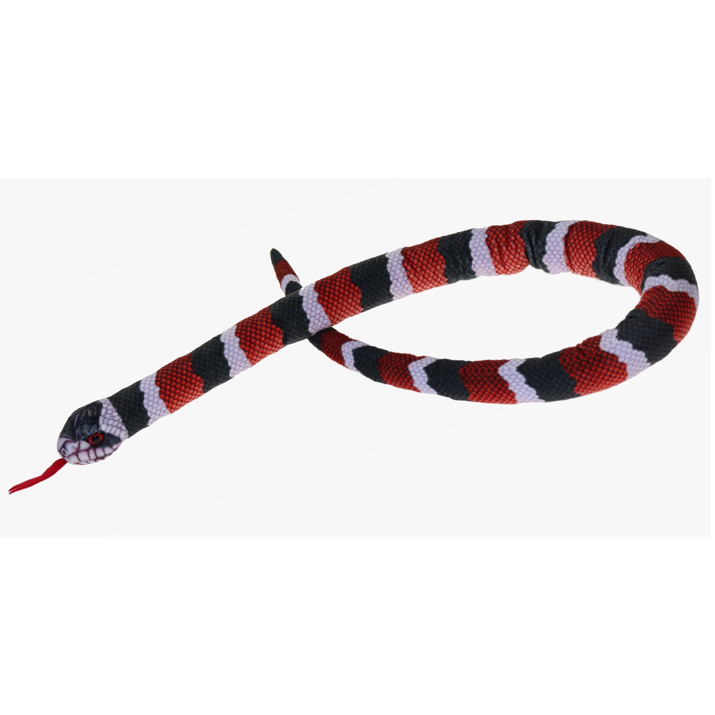 Koningsslang knuffel - pluche - zwart/rood - 100 cm