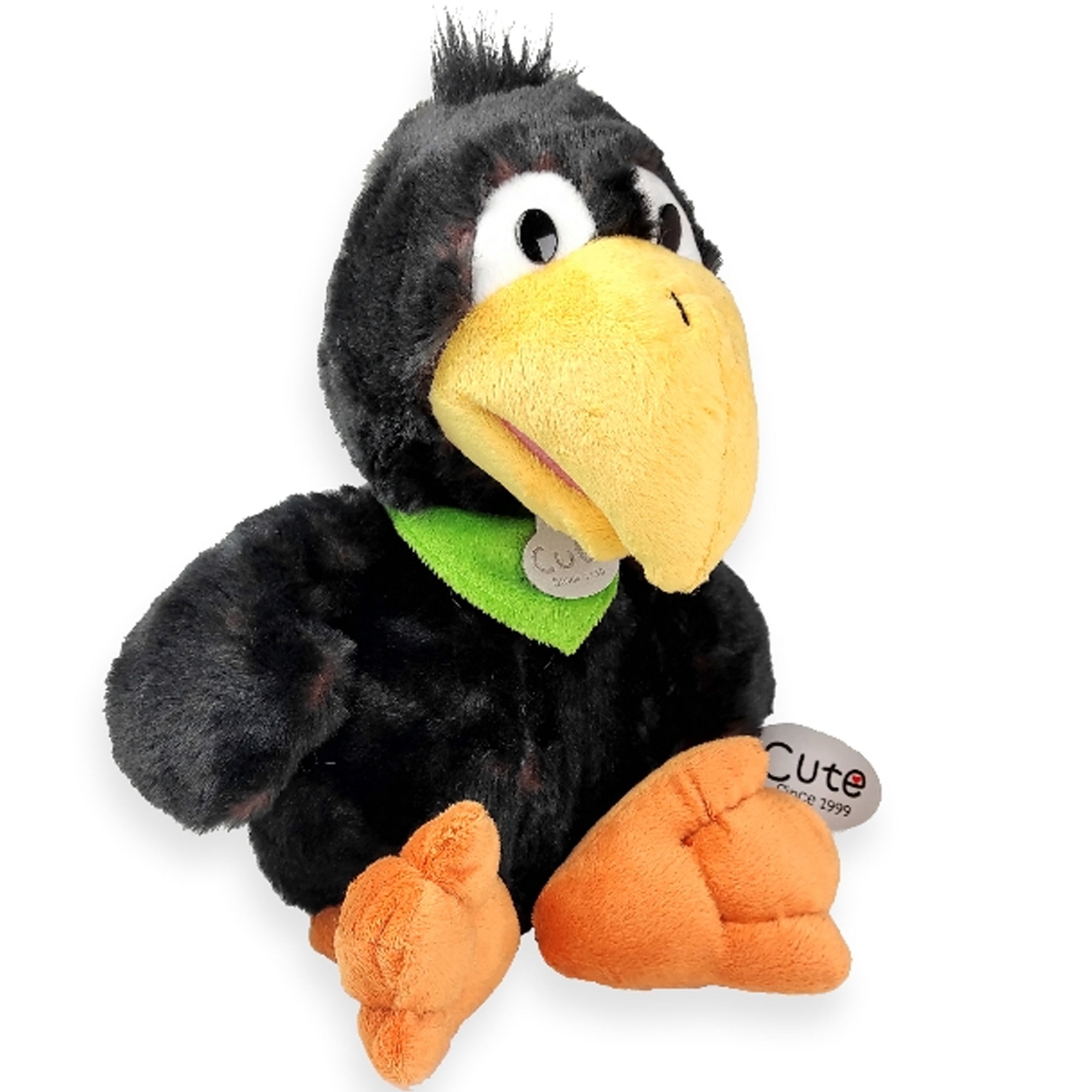 Inware raaf knuffel - pluche - zwart - 25 cm - vogelknuffel