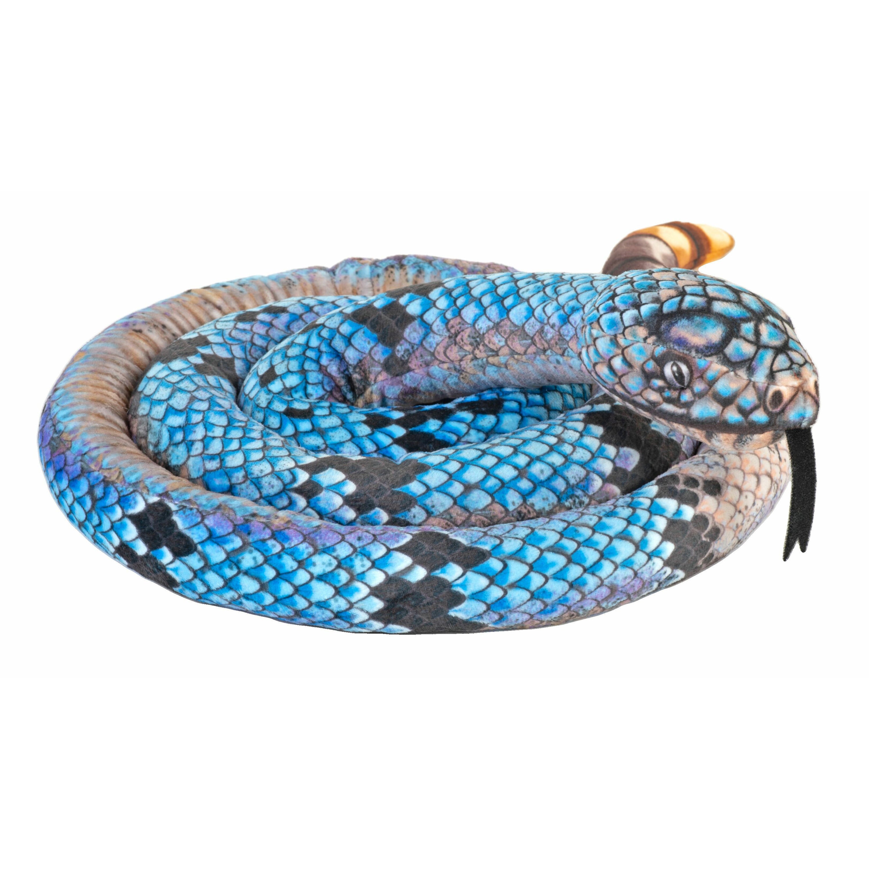 Pluche ratelslang knuffel - 152 cm - blauw - reptiel