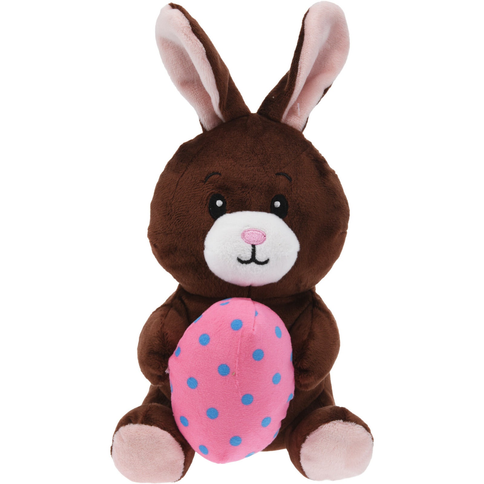 Paashaas knuffel - zachte pluche - bruin - 20 cm - met paasei