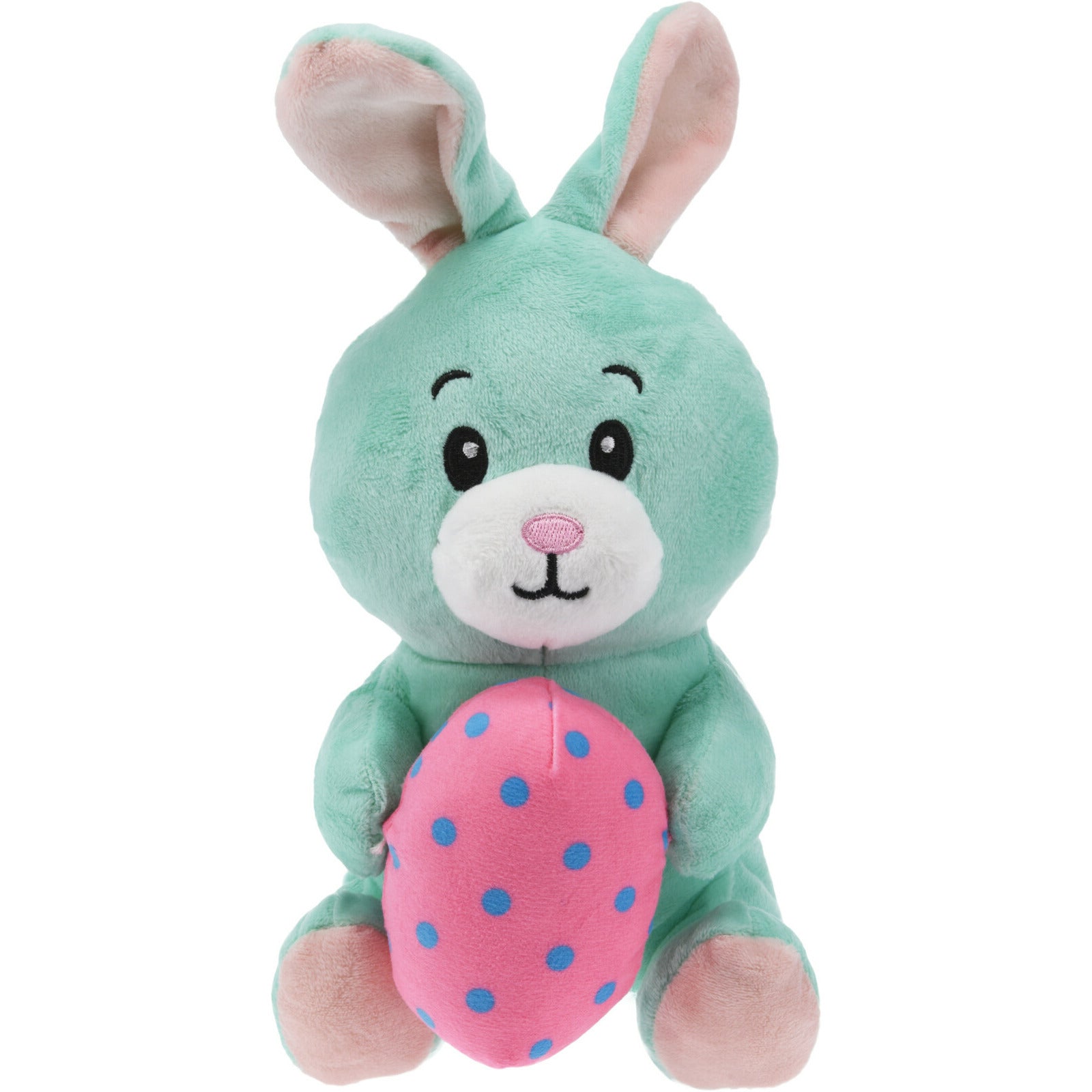 Paashaas knuffel - pluche - mintgroen - 20 cm - met paasei