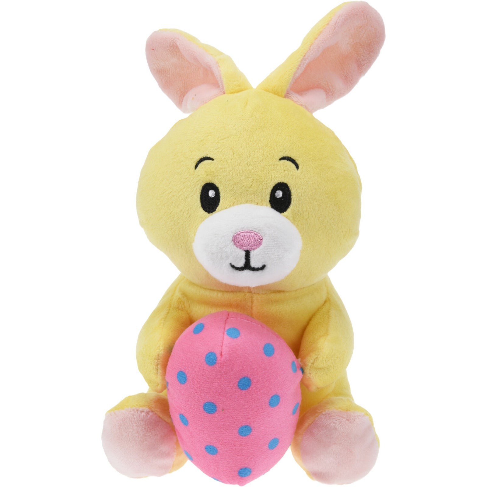 Paashaas knuffel - zachte pluche - geel - 20 cm - met paasei