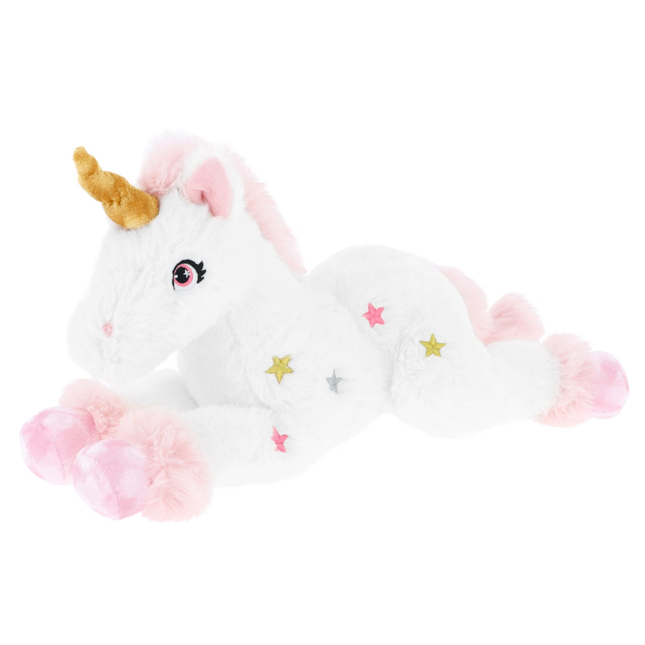 Keel Toys eenhoorn knuffel - pluche - wit/roze - 35 cm