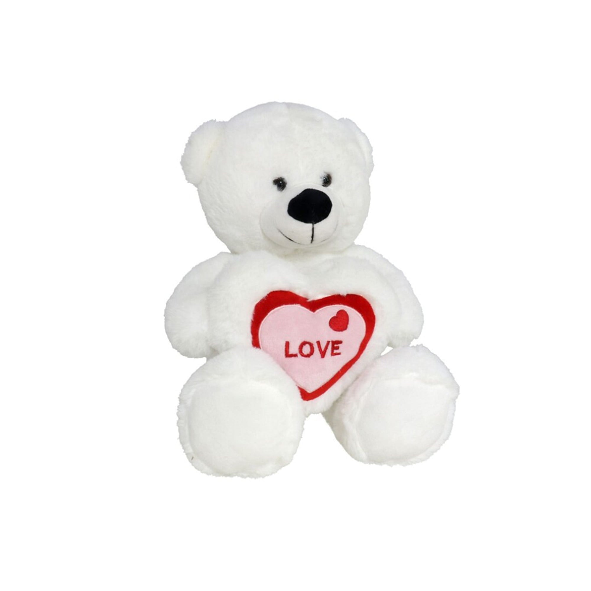 Pluche knuffelbeer - wit/rood Love hartje - 20 cm
