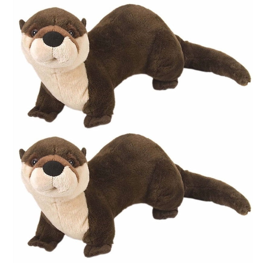 Wild Republic otter knuffel - pluche - 30 cm - bruin - 2 stuks
