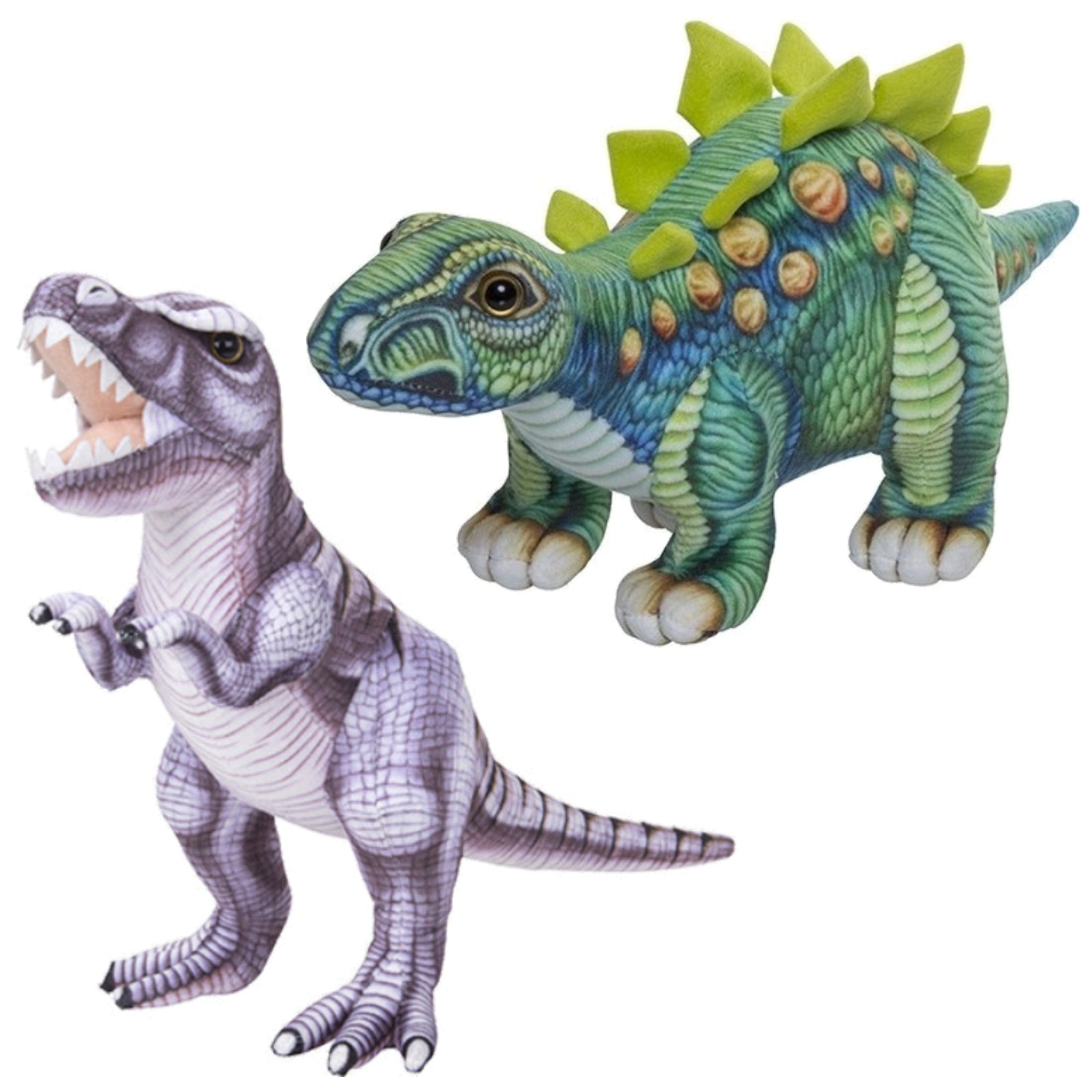 Pluche dino knuffels set - T-Rex en Stegosaurus - 30 cm