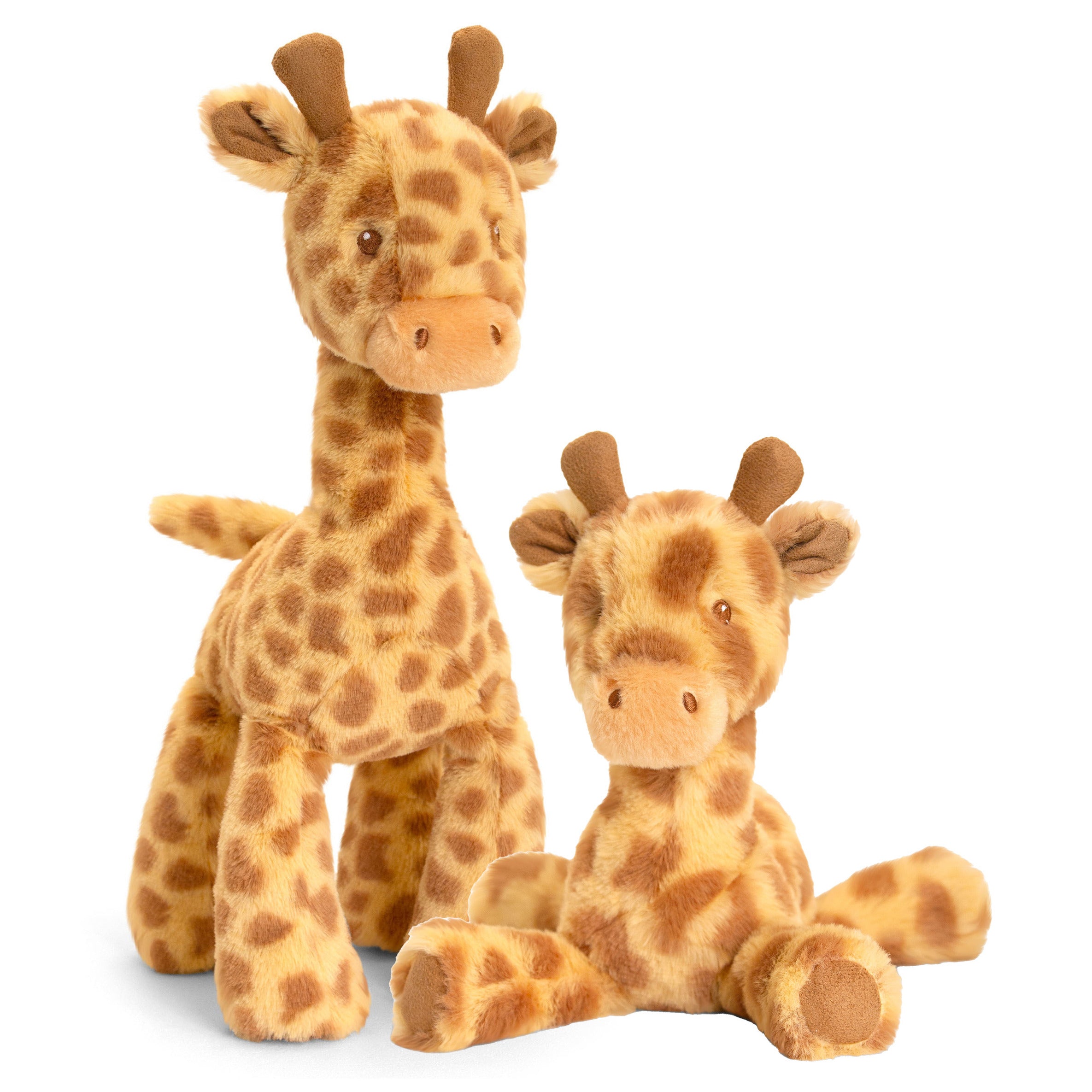 Giraffe familie knuffel - pluche - set van 2 - 14 en 25 cm