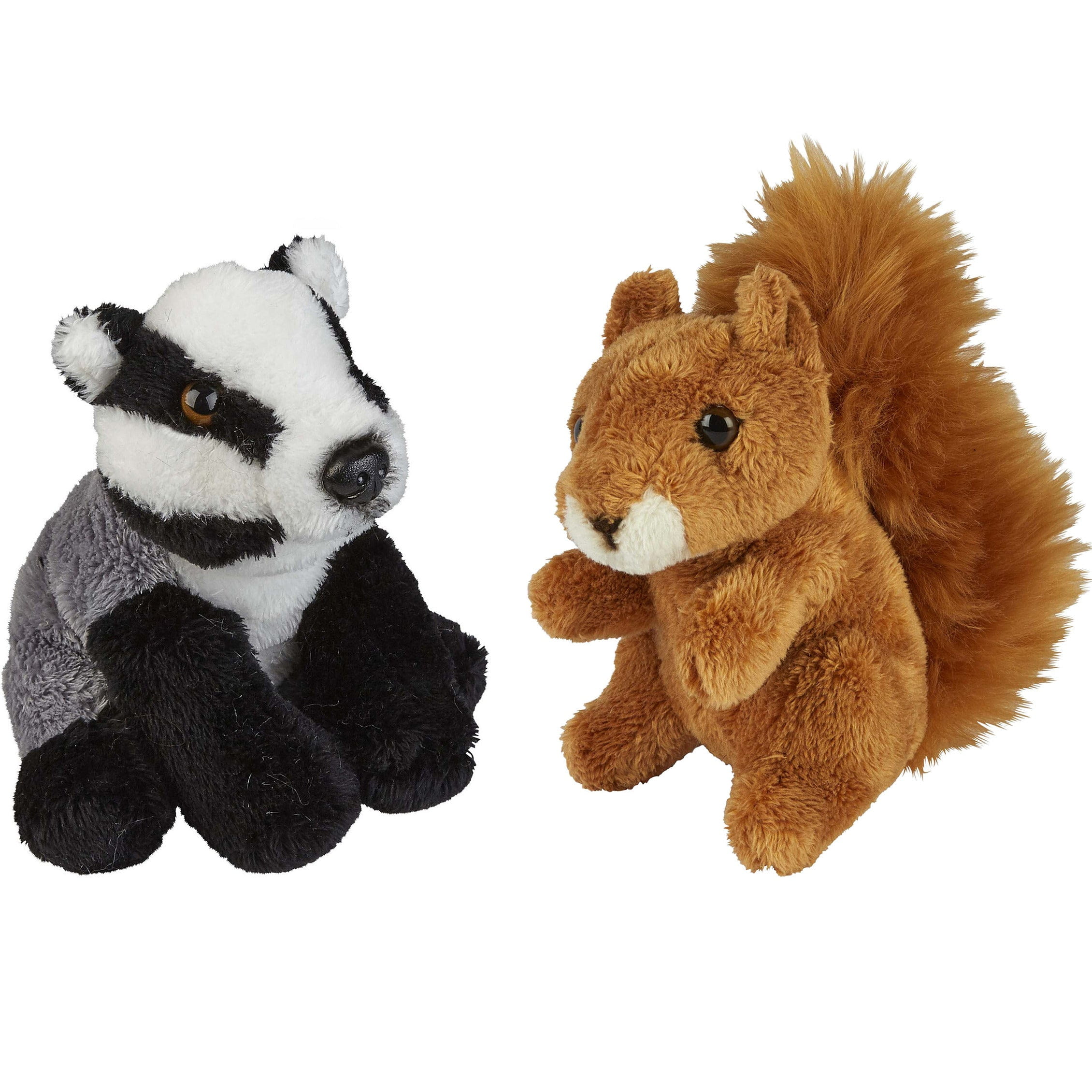 Bosdieren knuffels set van 2 - das en eekhoorn - 15 cm - pluche