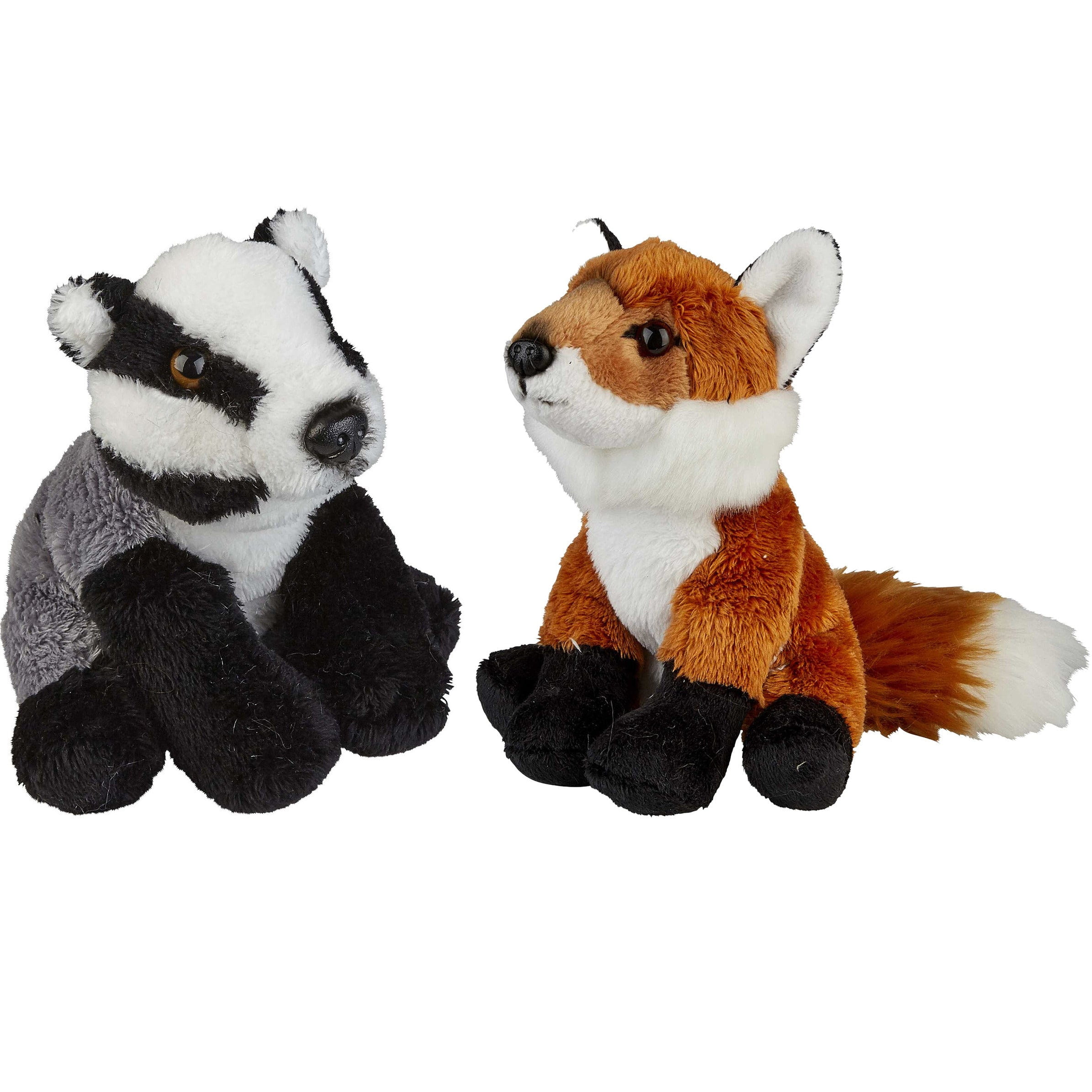 Bosdieren pluche knuffels - vos en das - 15 cm