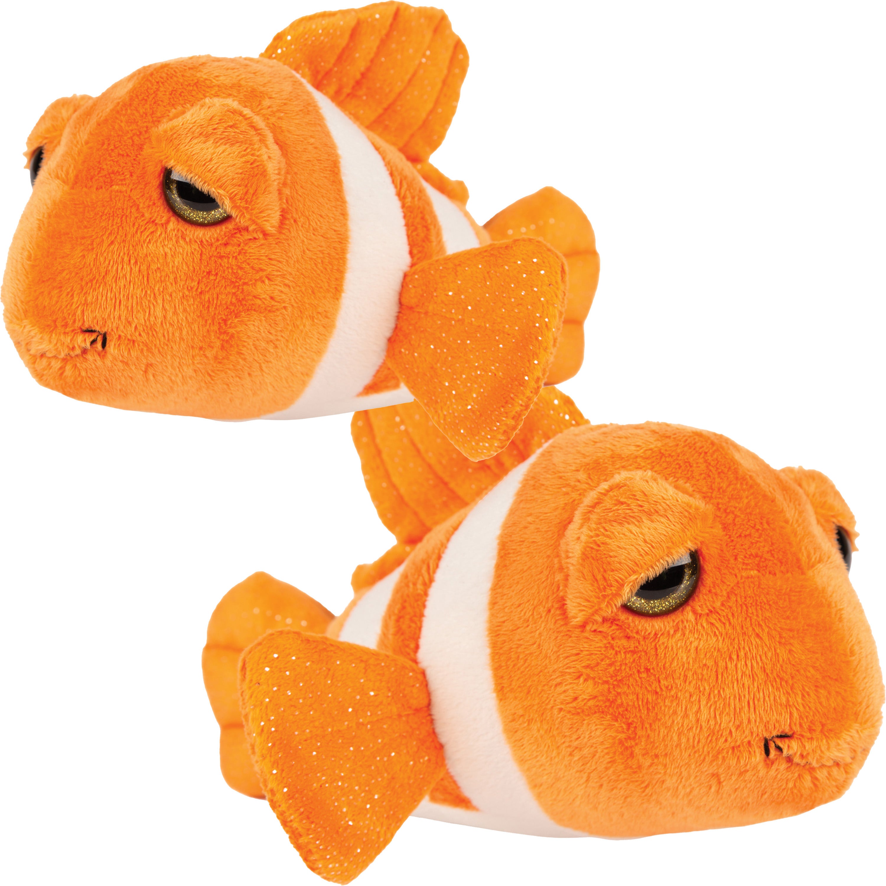 Suki Gifts clownvis knuffeldier set - pluche - oranje - 25 en 15 cm