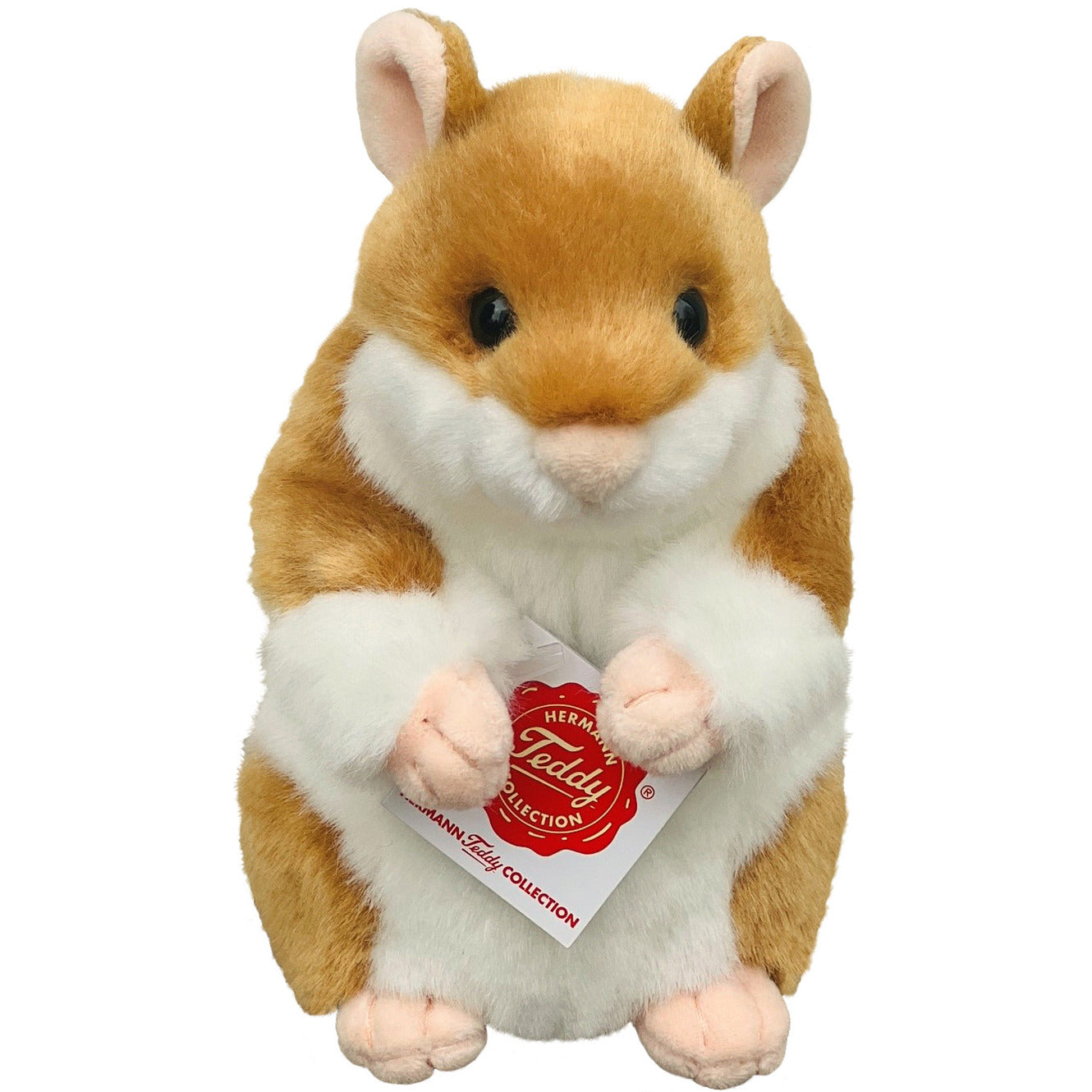 Hermann Teddy hamster knuffel - pluche - 16 cm - bruin/wit