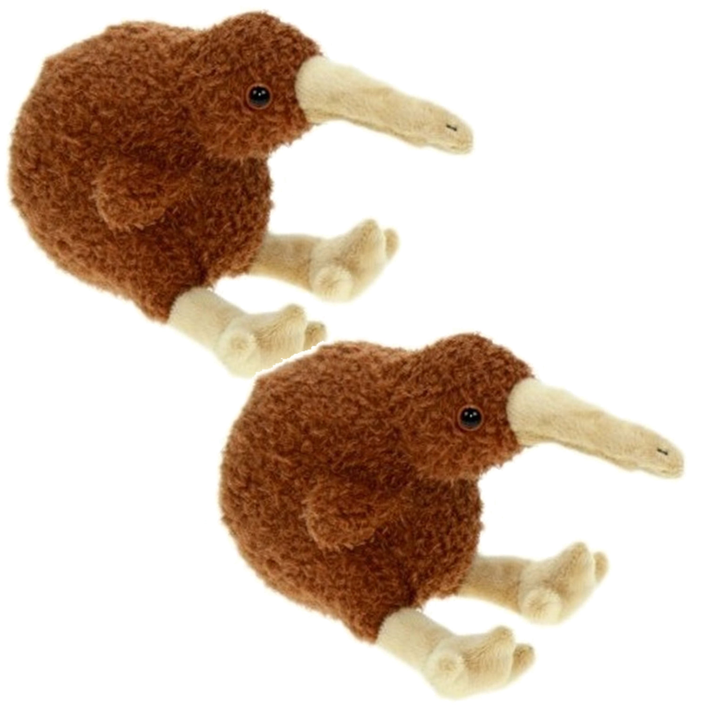 Set van 2 kiwi vogel knuffels - pluche - 19 cm - dierenknuffels