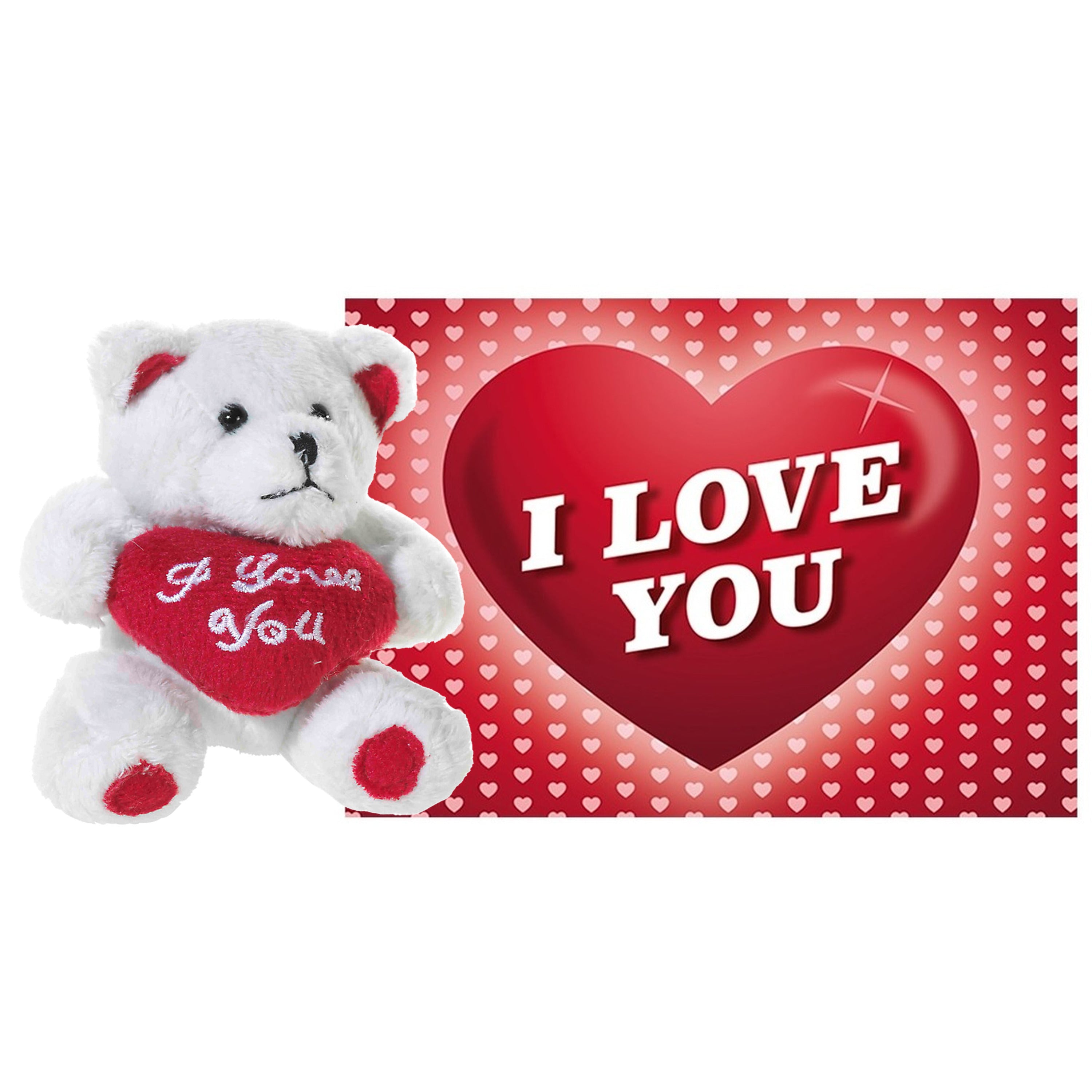Valentijn beertje met kaart - pluche - 20 cm - I Love You