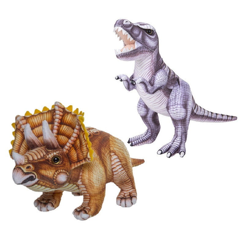Pluche dino knuffels set - T-Rex en Triceratops - 30 cm