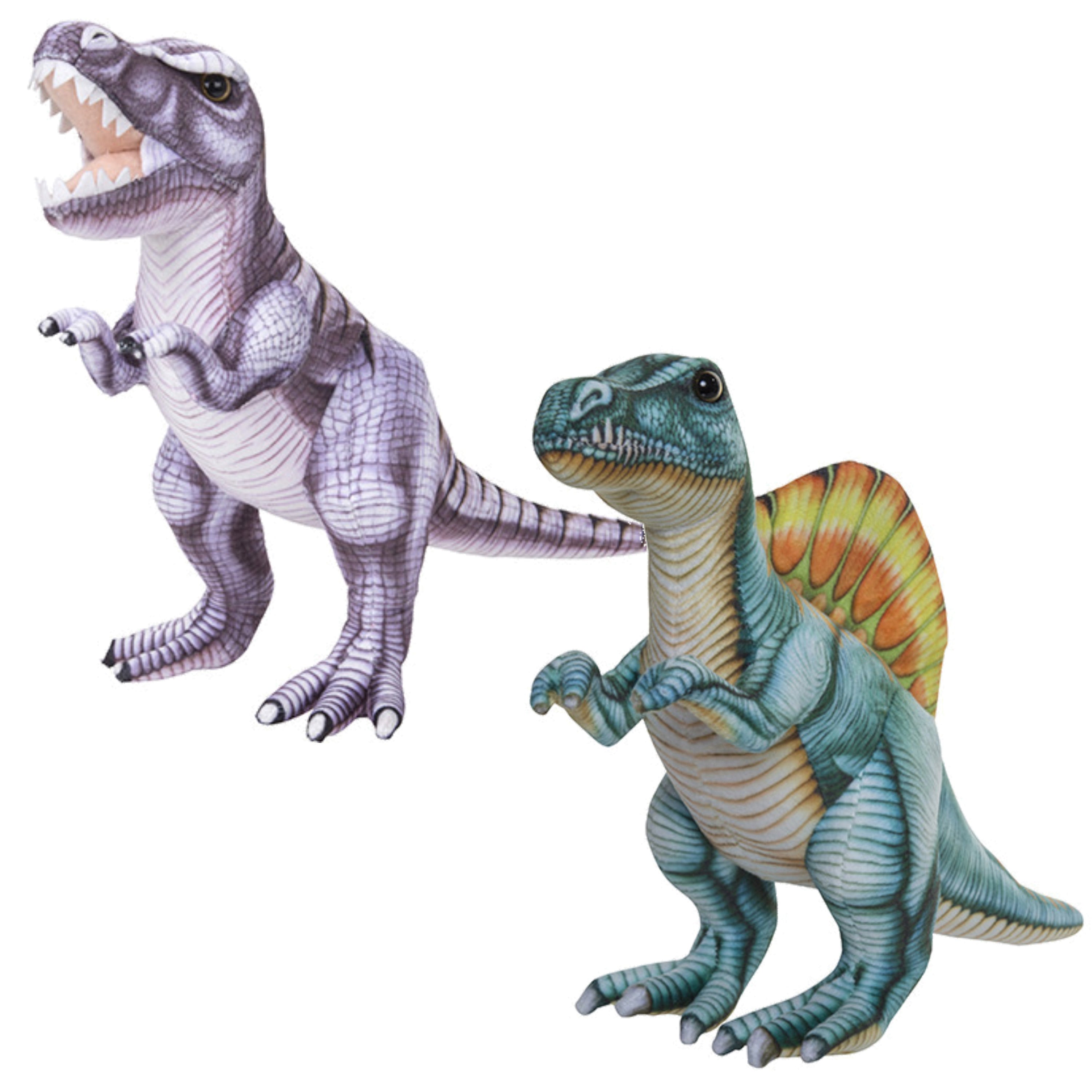 Pluche dino knuffels T-Rex en Stegosaurus - set van 2 - 30 cm