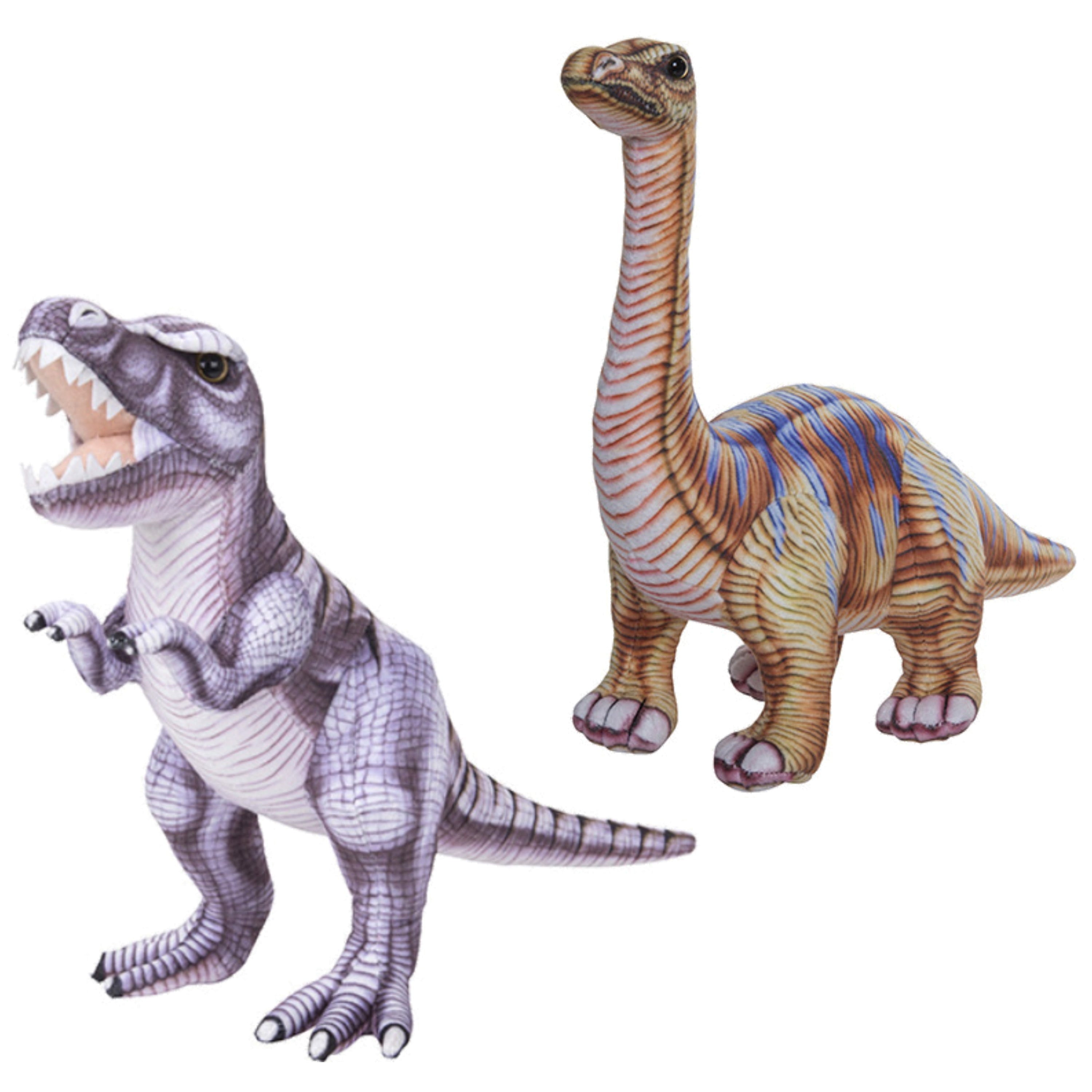 Pluche dino knuffel set - T-Rex en Apatosaurus - 30 cm