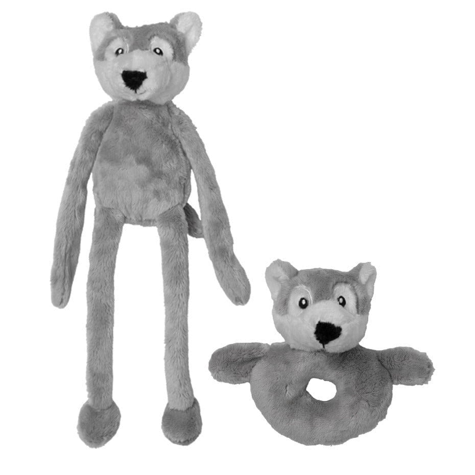 Nature Planet wolf knuffelset - pluche - 15 cm en 33 cm