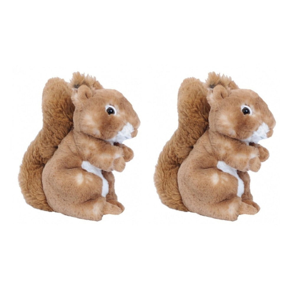 Pluche eekhoorn knuffel - bruin - 20 cm - 2x