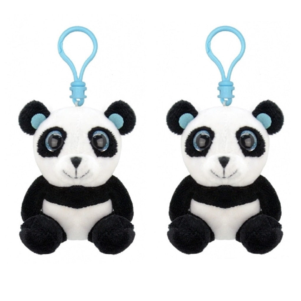 Wild Republic panda sleutelhanger - pluche - 9 cm - 2 stuks - knuffel