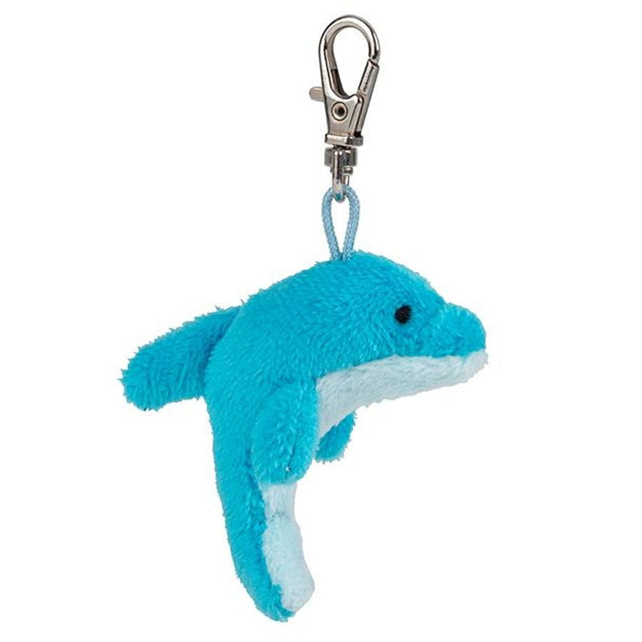 Nature Planet dolfijn knuffel sleutelhanger - pluche - 6 cm - blauw - zeedier