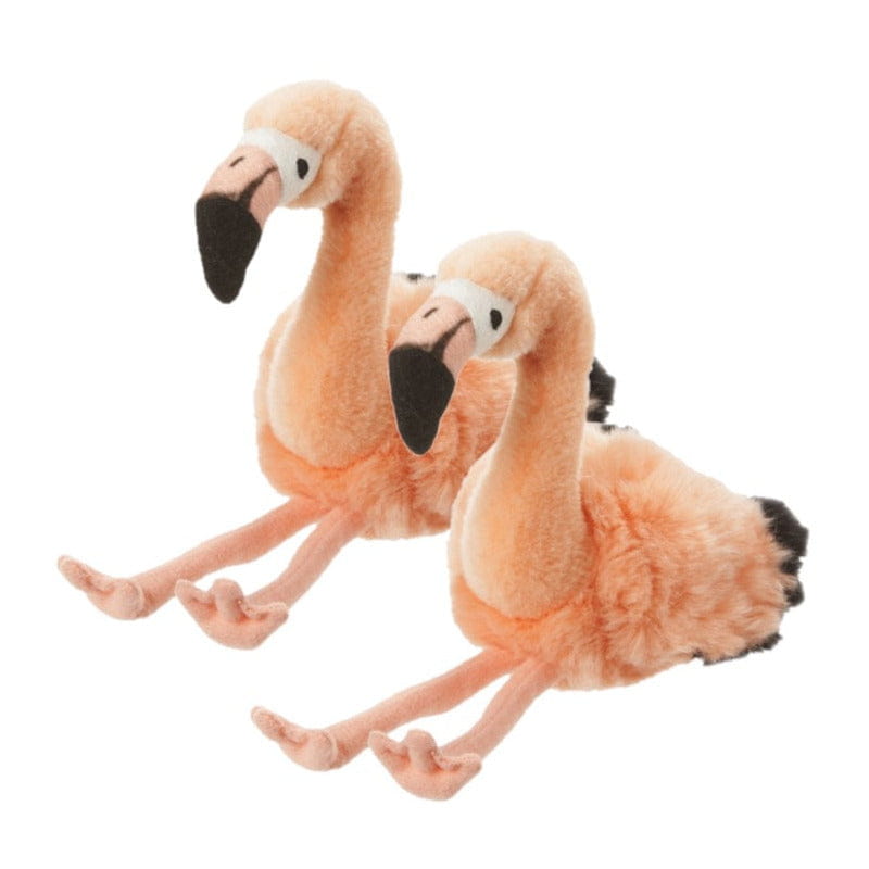 Pluche flamingo knuffel - 2 stuks - 18 cm
