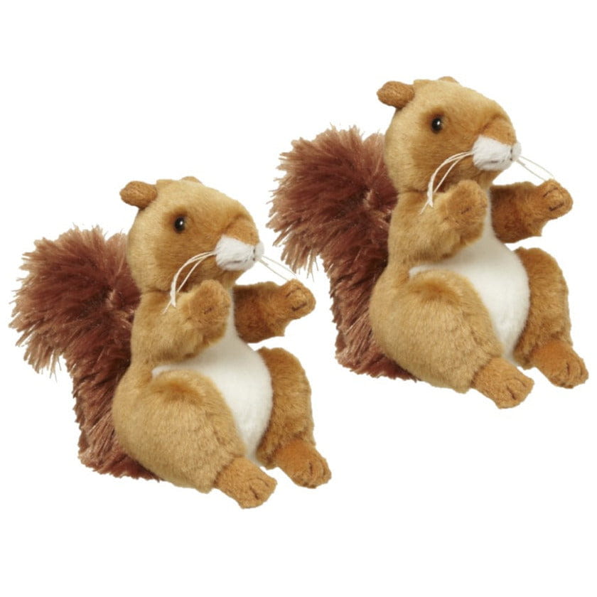 2x pluche eekhoorn knuffel - 11 cm - bosdier