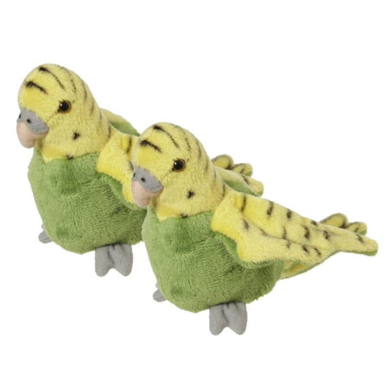 Parkiet knuffel - pluche - groen - 16 cm - 2x