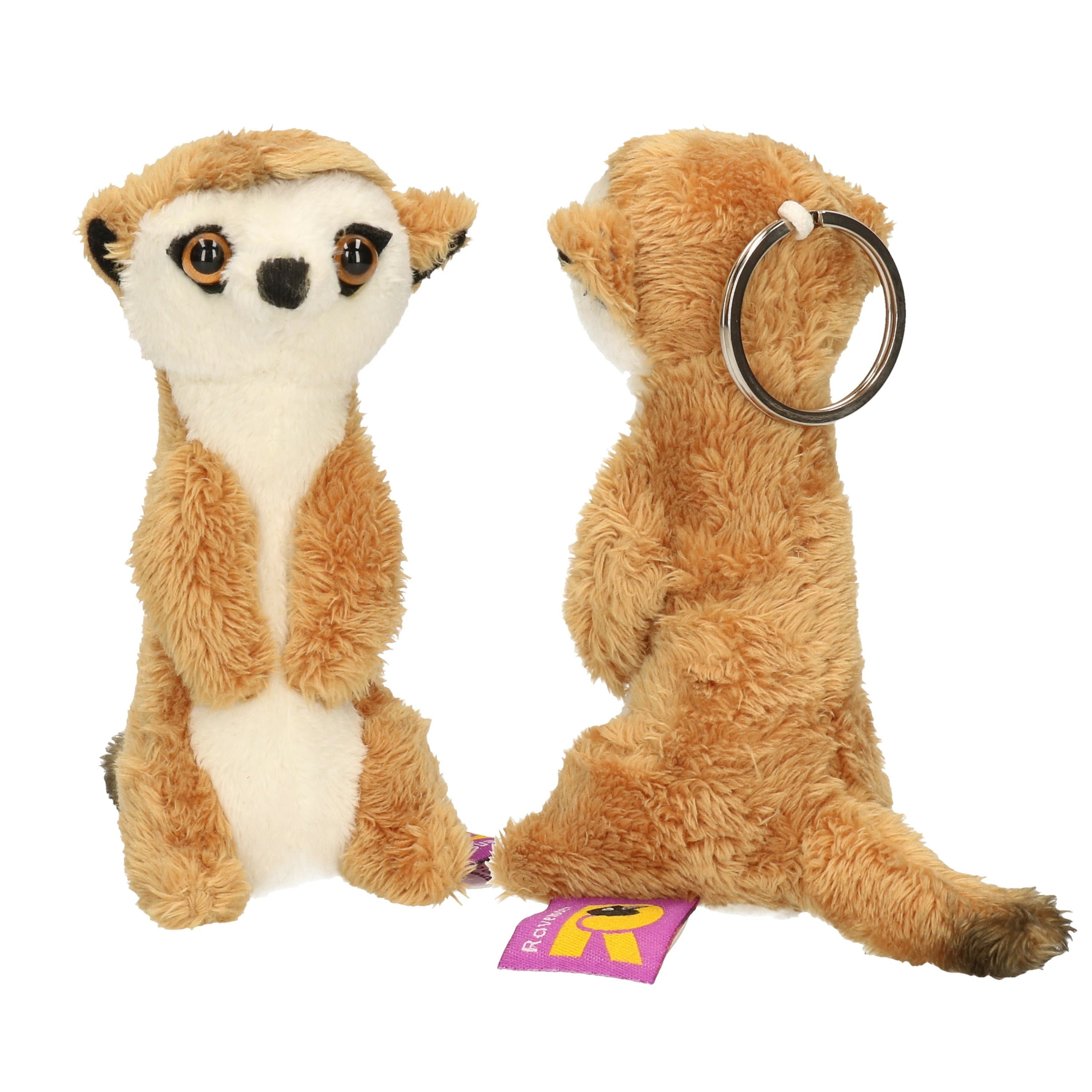 Pluche stokstaartje sleutelhanger - 4x - knuffel - 10 cm
