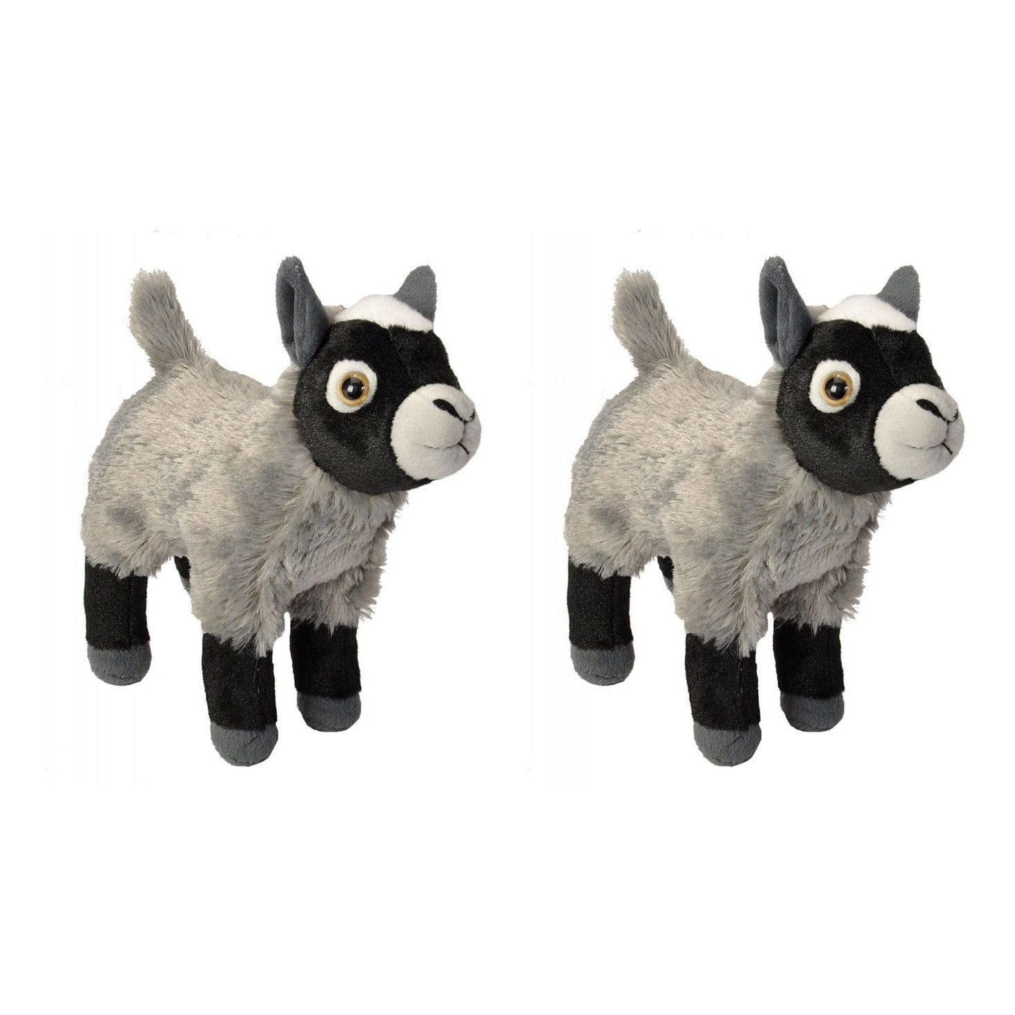 2x pluche geit knuffel - grijs - 20 cm - dierenknuffel