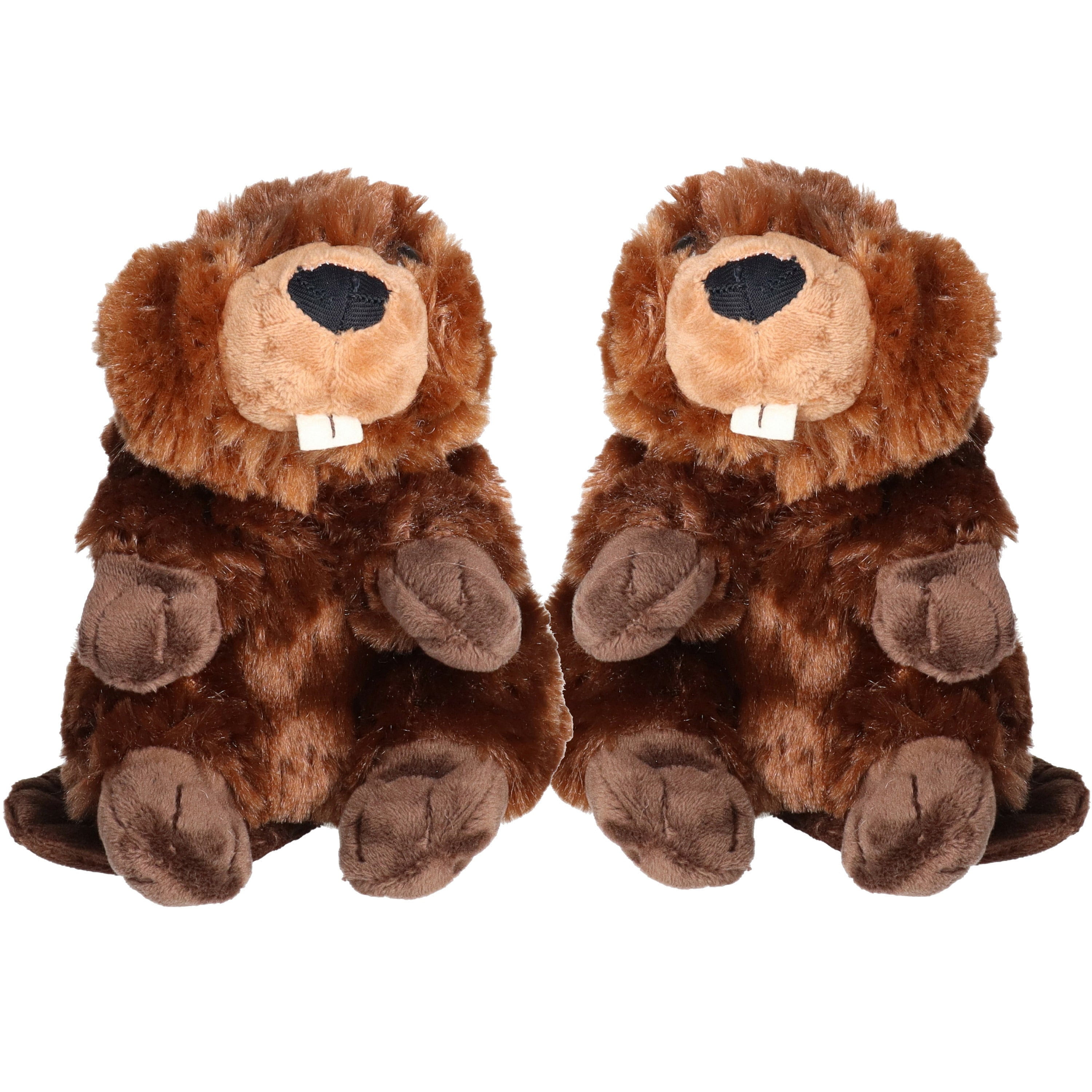 Wild Republic pluche bever knuffel 2 stuks bruin 20 cm