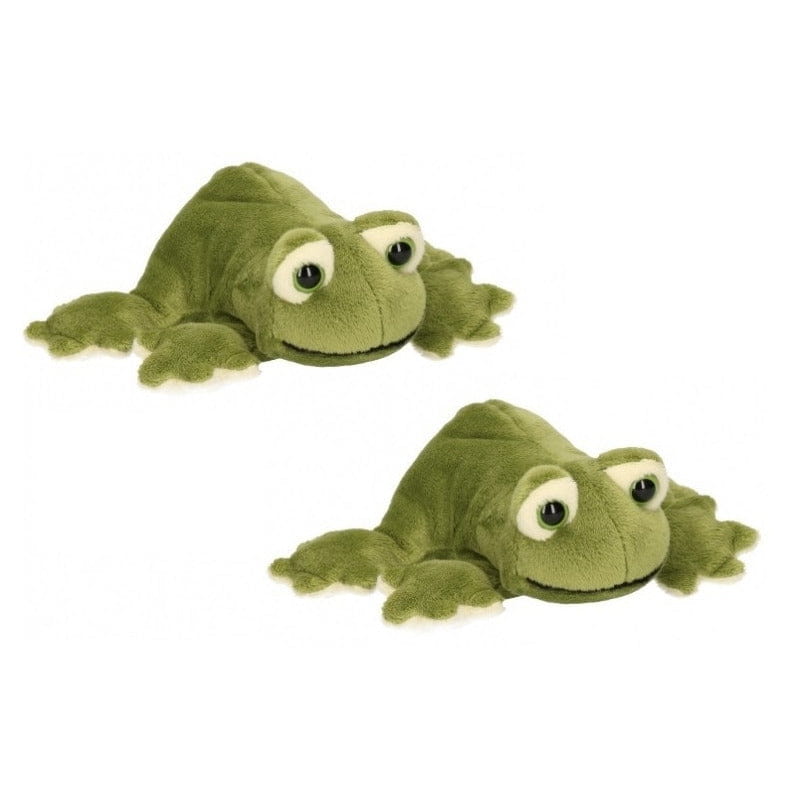 Pluche kikker knuffel - 2 stuks - 13 cm - zacht speelgoed