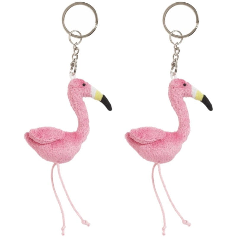 Flamingo sleutelhanger - pluche - roze - 6 cm - 4x