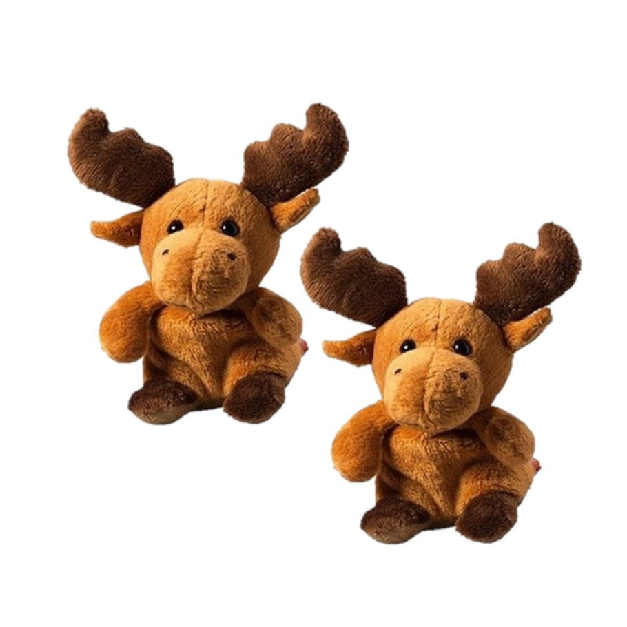 MBW eland knuffel pluche - 2x - 14 cm - bruin - dierenknuffel